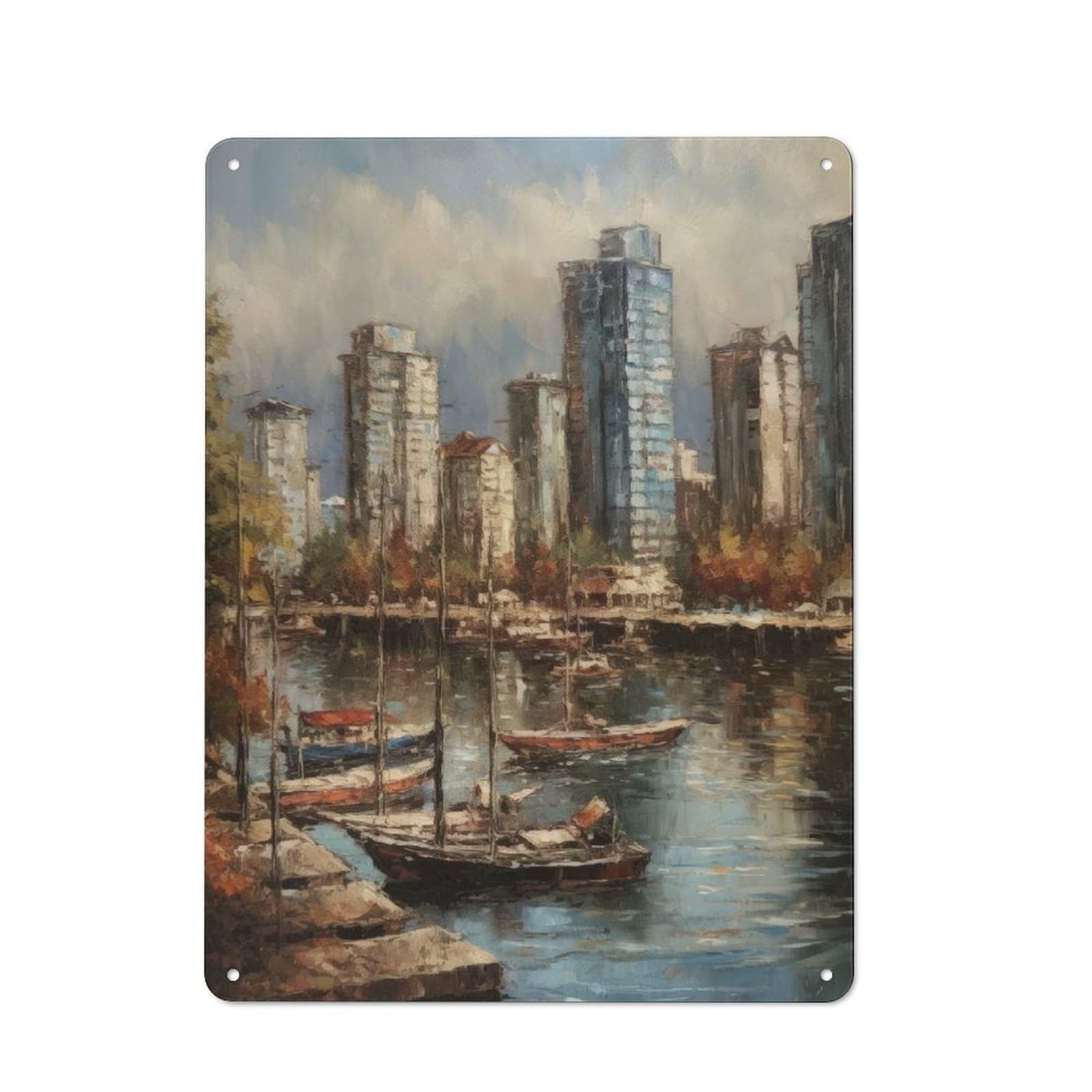 Junmoney Vancouver City Canada Retro Metal Sign 40X30cm Featuring For Hallway Wall, For Kitchen, Dining Room And Home Bar Wall Decor