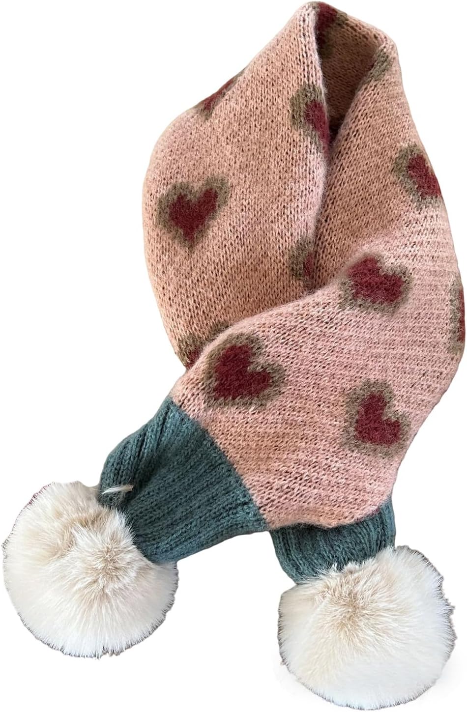 Soft Knitted Scarf for Warm Winter Neckwear with Heart Pattern Neckwear for and Girls Warmth and Comfortable S