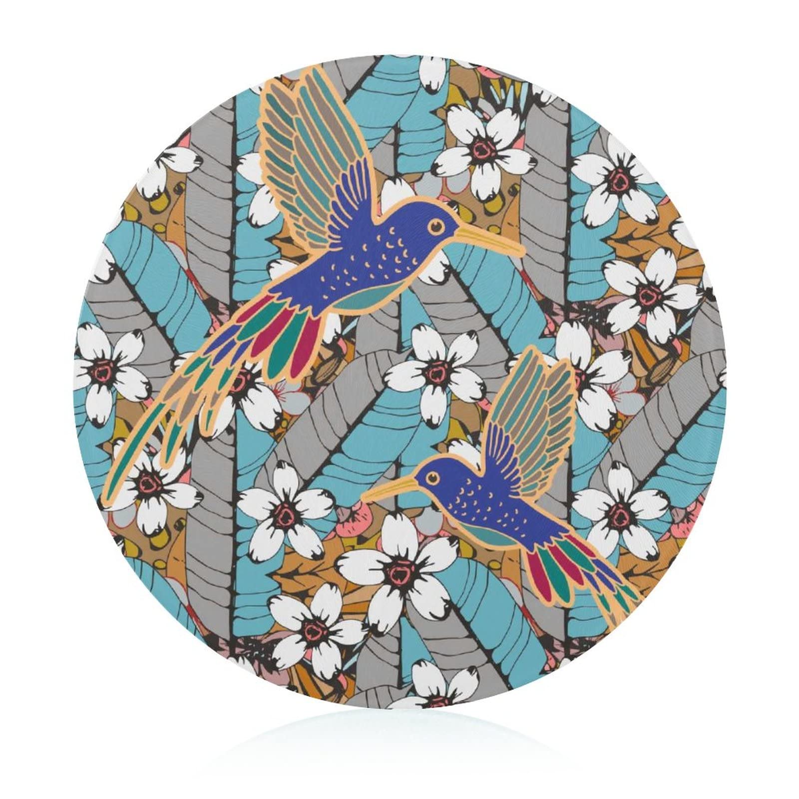 Planche à découper en verre Fleurs d'Oiseaux 20 cm plateau de cuisine résistant chaud