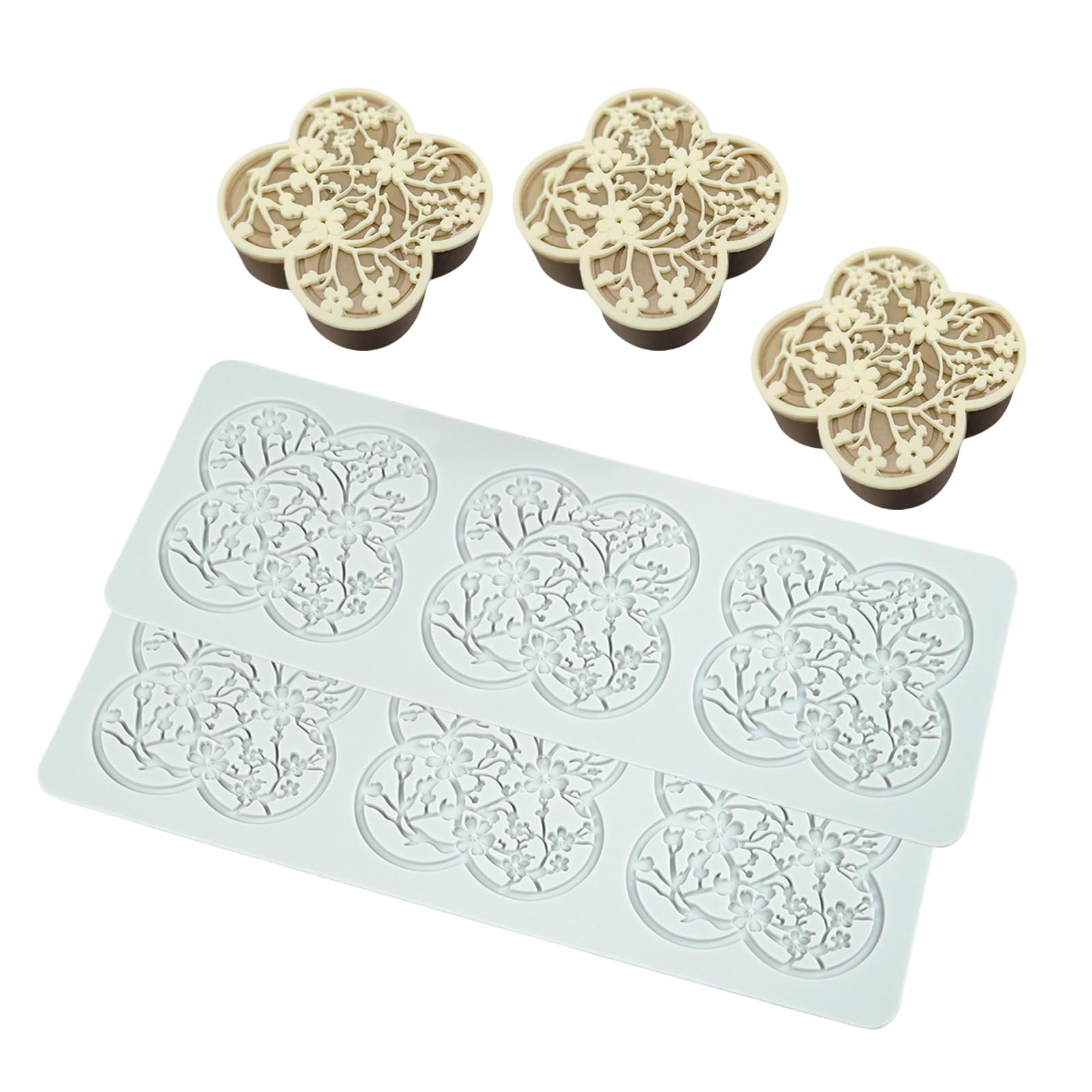 Jazuaiao 2pcs Fondant Impressions Mats Pastries Flower/Pattern Lace Mat Chocolate Silicone Molds for Cake Decorating Fondants Impressions Mats Bakings Molds for Sugarcrafts Sugar Laces Cake