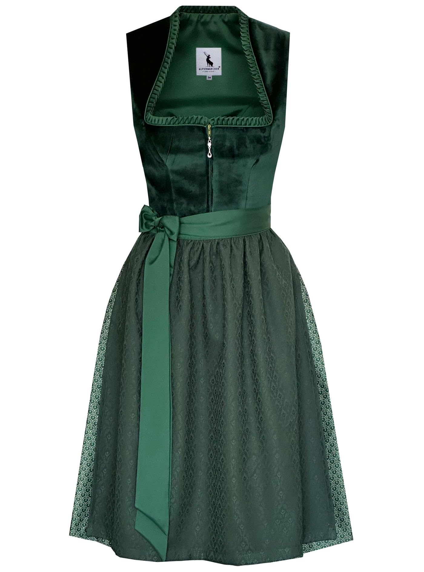 Alpenmärchen Midi Dirndl Sybille aus Exklusiver Kollektion inkl. Schürze Gr.32-54 - ALM1035