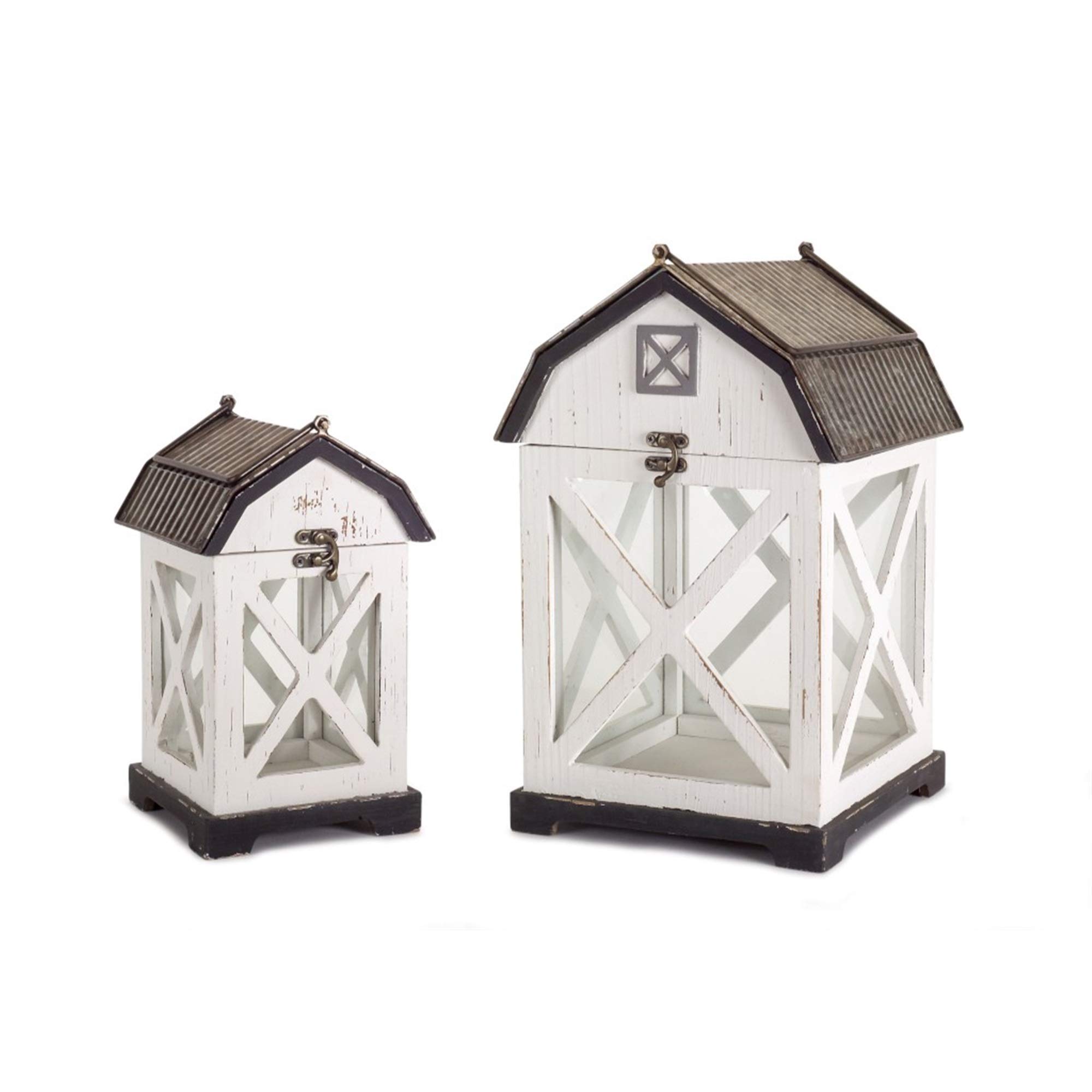 Amazon.com: Melrose 74566 Metal and Wooden Barn Lantern, Set of 2 : Home &  Kitchen