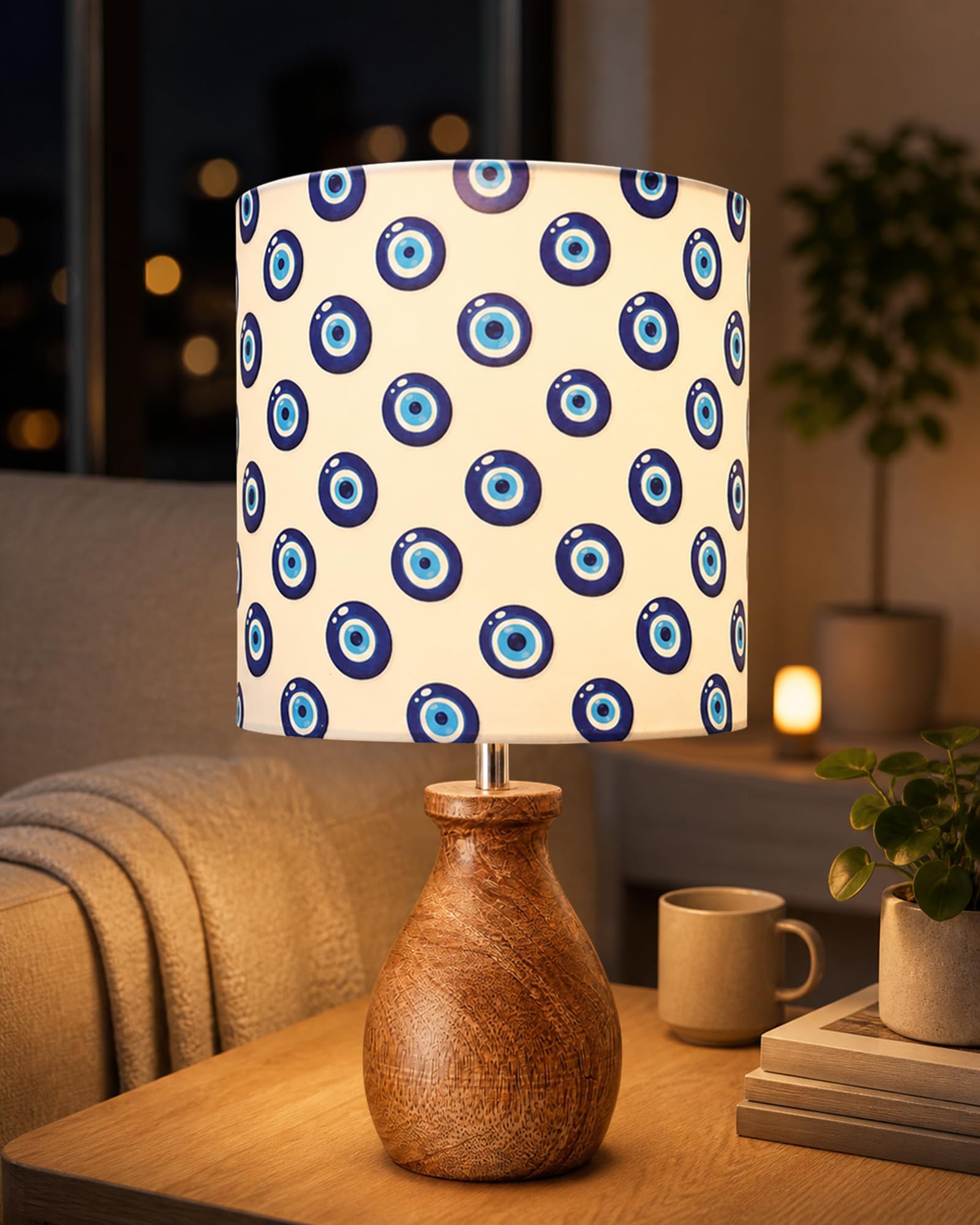 Homesakeยฎ Dovel Pot Table Lamp for Living Room Decoration | E27 Holder, Bulb Included | Warm Light | Desk Nightstand Light, Decorative Lamps for Bedroom, Beside, Study & Home Dรฉcor Turkish Evil Eye