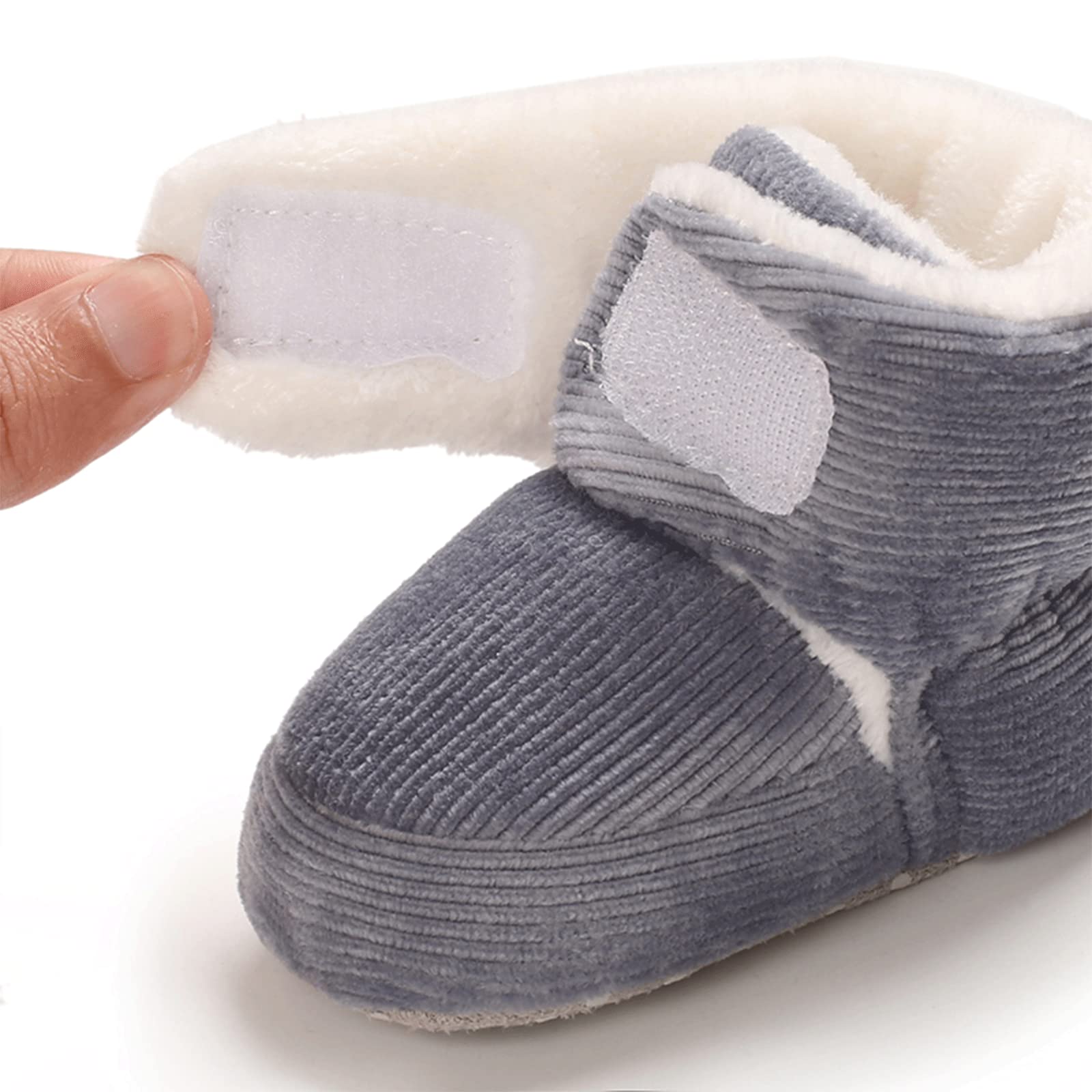 Baby Winter Warm Fleece Bootie, Newborn Non-Slip Soft Sole Winter Shoes Sock Shoes Cute Adjustable Crawling Shoes Prewalker Boots for Girls Boys Toddler 0-18 Months - 3