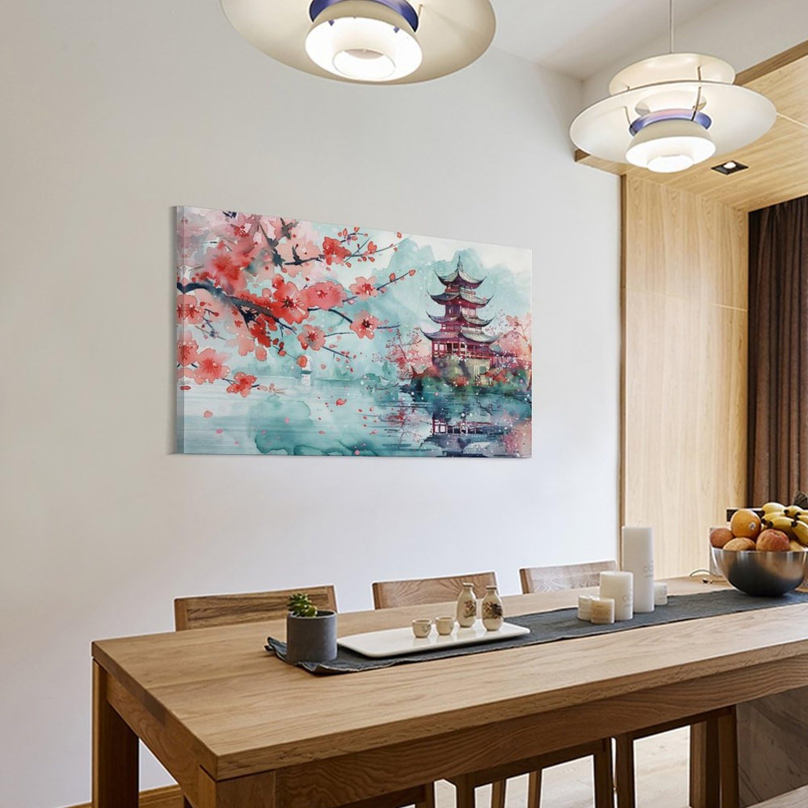 水墨画 自然の風景 木製フレーム 30cm x 23cm 水墨画 自然の風景 木製フレーム 30cm x 23cm