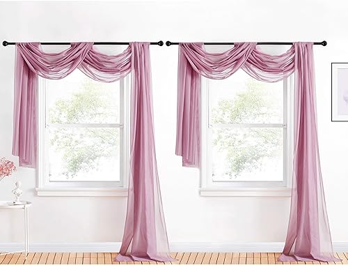 Miniatura 9 de NICETOWN Cenefas turquesa para ventana, bufanda transparente de gasa para drapear, cortinas de bufanda de fiesta para cama, toldo de