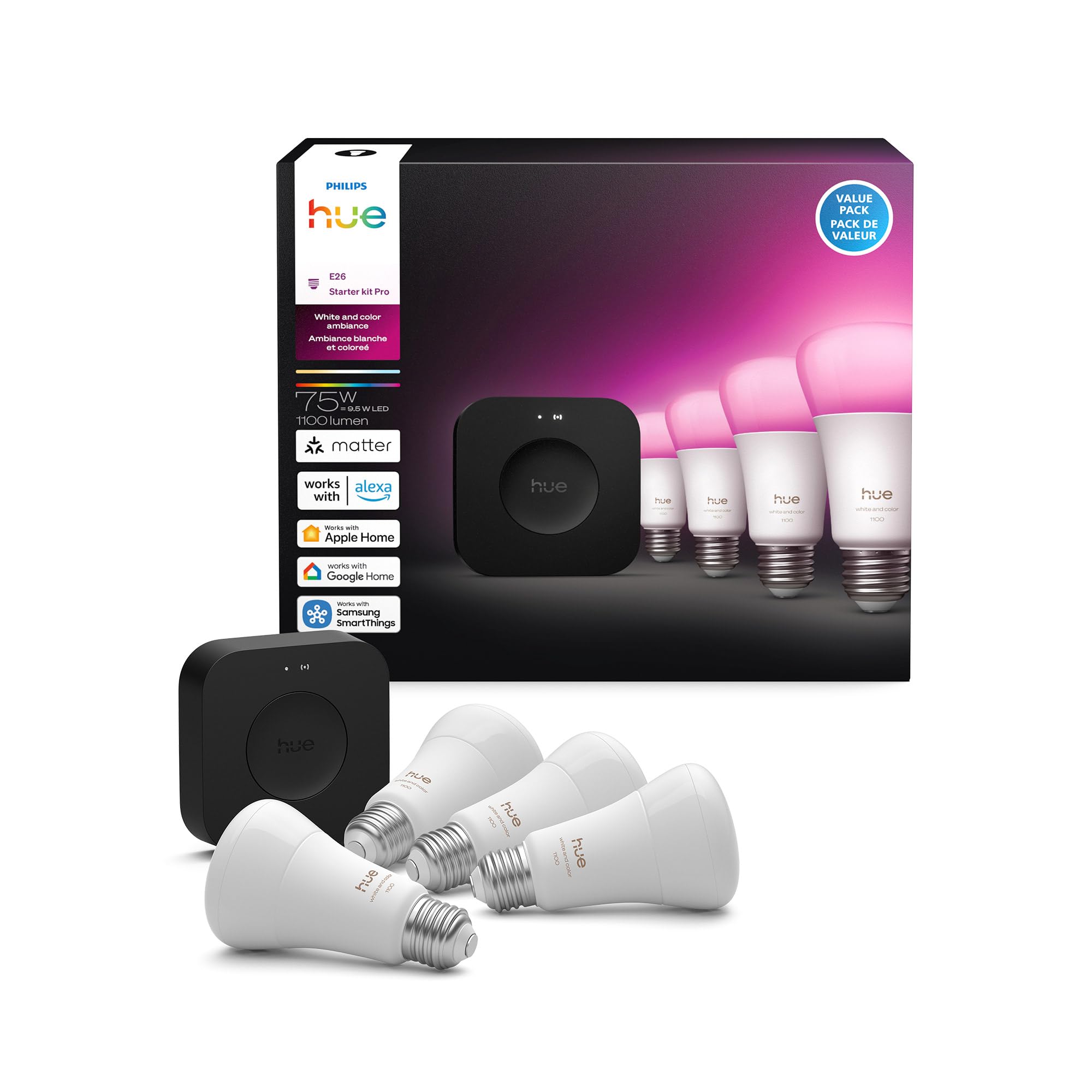 Amazon.co.jp: Philips Hueスターターキット:Bridge Pro + 4 A19 E26