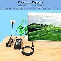 Vista 4 de Adaptador de corriente CA/CC de 14 V para Samsung Monitor SyncMaster 15" 17" 18" 19" 20" 22" 23" 24" 27" 32" Pantalla LED LCD TFT Monitor Cargador