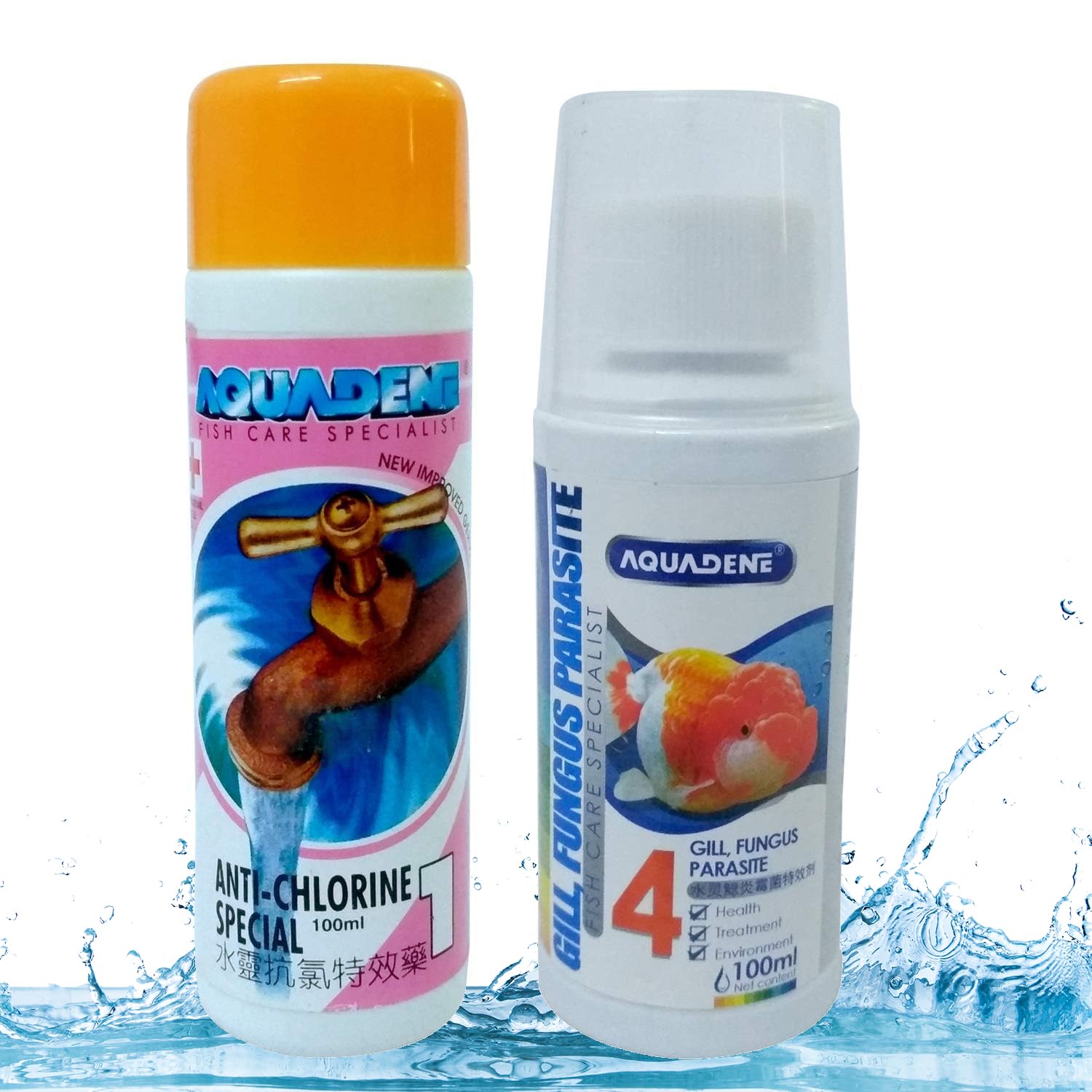 Jainsons Pet Products Aquadene Aquarium Fish Care Special Freshwater and Saltwater Effective Treatment for Fish Tank (100 ML, Anti-Chlorine, GILL, Fungus, Parasite)
