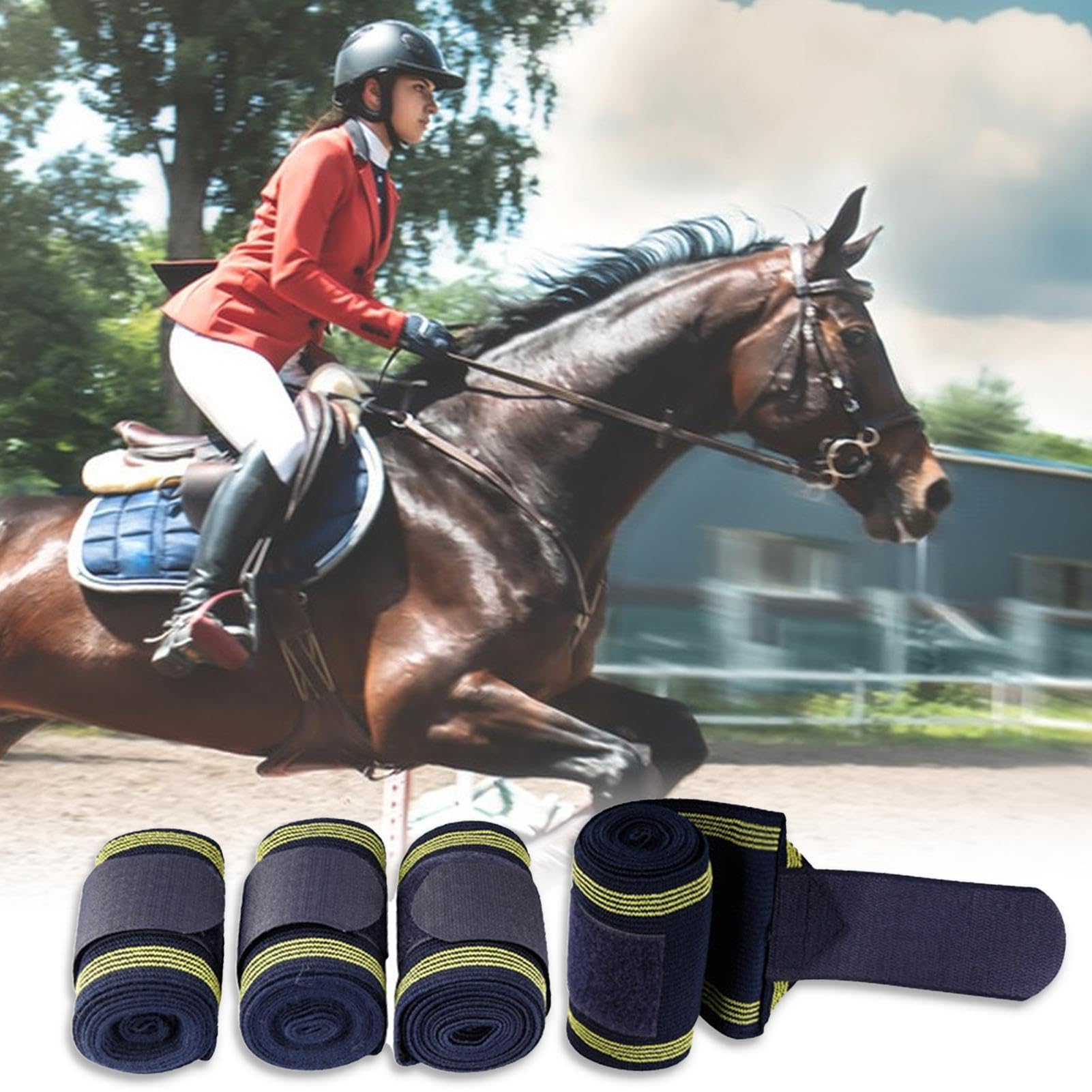 Fascie Da Stallo Per Benda Equestre Elastica | 4 Rotoli Di Fascie Per Cavallo In Piedi Per Uso Veterinario Ai Tendini Garretto Zoccoli Caviglia Ginocchio E Corsa