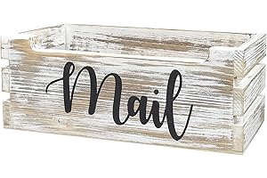 Rustic Whitewashed Wooden Indoor Mailbox Organizer for Countertop or Wall