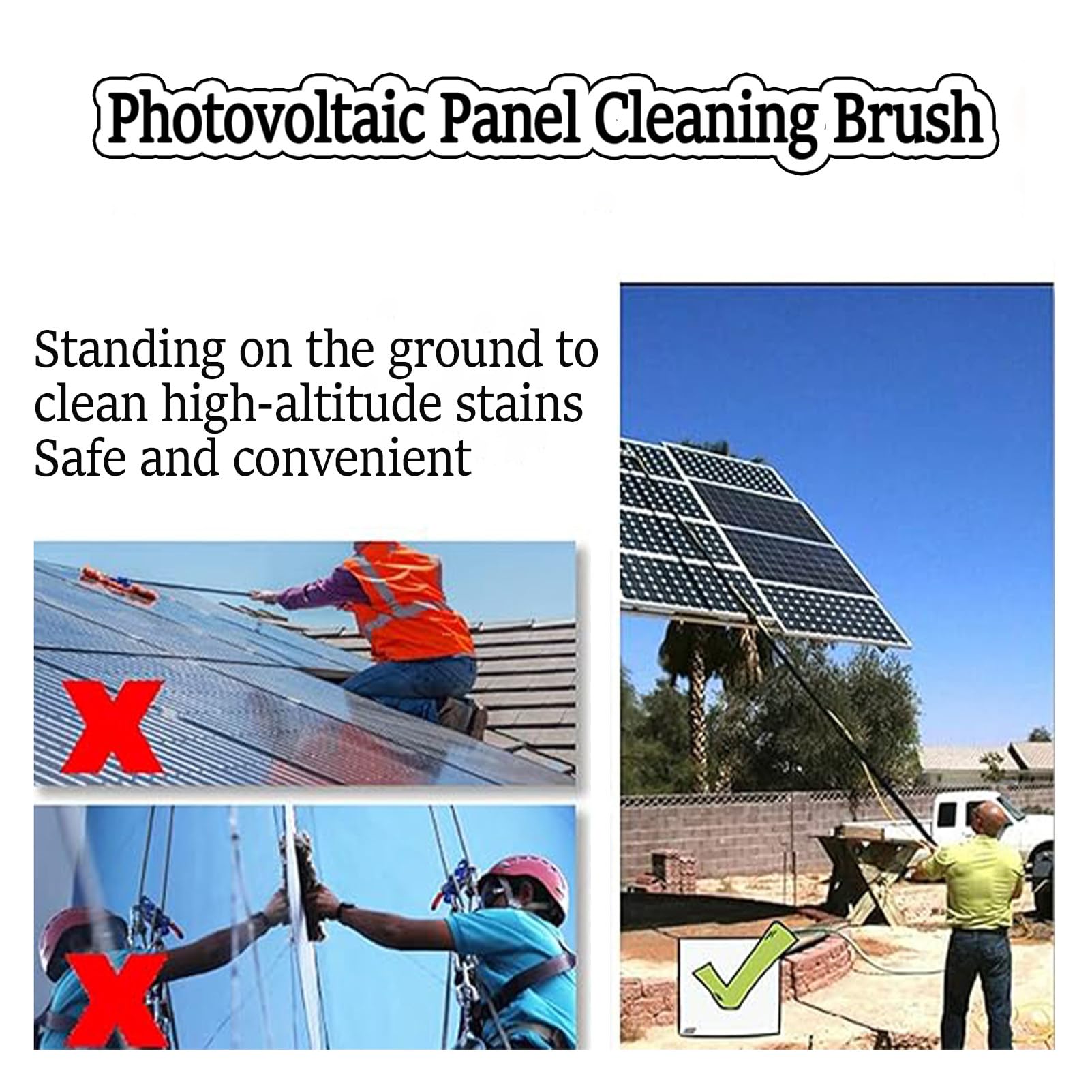 Equipo de limpieza de paneles fotovoltaicos, postes de limpieza de ventanas alimentados por agua, limpiador de techo de invernadero de largo alcance