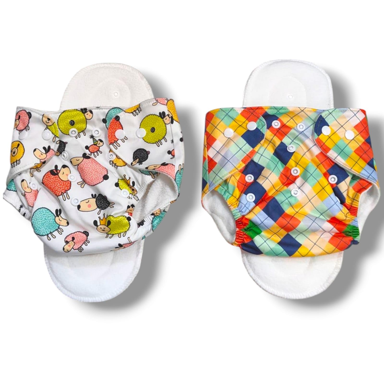 Mumma's Blossom Leakage-Proof Advanced Cloth Diapers for Babies | High Absorbent 100% Cotton 2 Reusable and 2 Insert Pad | Combo Pack Washable Cloth Diaper | 0-3 Years | Adjustable | Reduces Rash | Counting Cuties & Midnight Sparkles (Sunshine Squares & Counting Cuties)-image-7