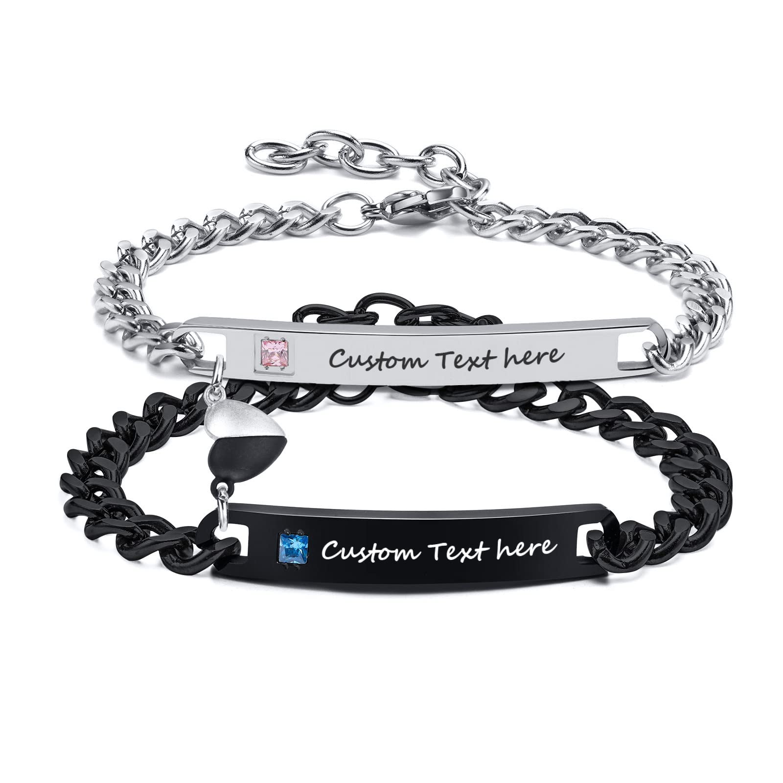 MEALGUET Personalized Couple Bracelet Customized Couple Bracelets Set Mutual Attraction Custom Name Relationship Bracelet Personalized Gift for Men Women