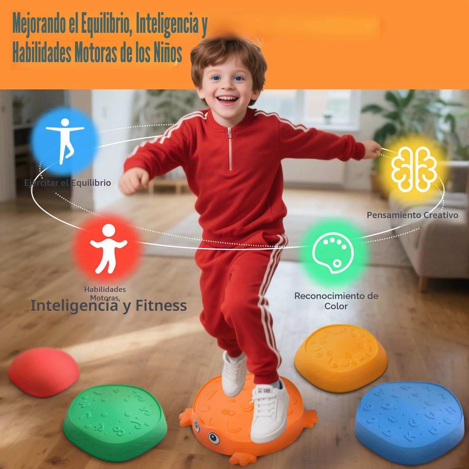 Piedras de Equilibrio para Niños,5 Piedras Apilables Antideslizante, Que Fomentan el Equilibrio y Habilidades Motoras en Niños, Curso de Obstáculos, Equipo de Juego en Interiores y Exteriores