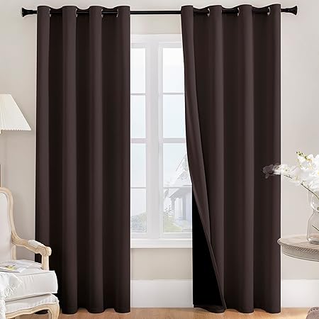 Review Rutterllow Double Layer with Black Liner Totally Darkness Blackout Curtain 95 Inch Length 2 Panels – Heat Blocking Thickness Window Treatment Drapes, Grommet Curtains for Bedroom/Living Room/Patio Review Rutterllow Double Layer with Black Liner Totally Darkness Blackout Curtain 95 Inch Length 2 Panels – Heat Blocking Thickness Window Treatment Drapes, Grommet Curtains for Bedroom/Living Room/Patio