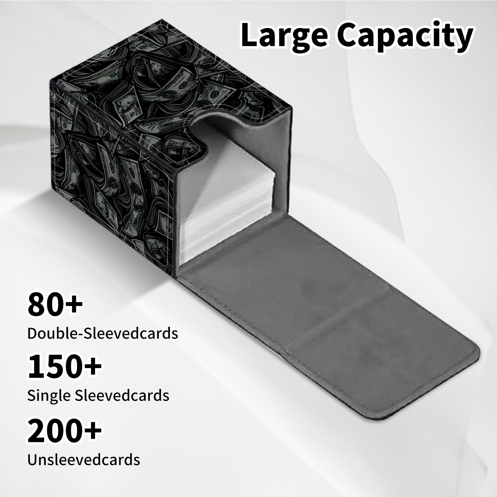 Amazon.com: GYSYSQSH Card Deck Box for MTG Commander Dollar Money Art  Design Fits 100+ Sleeved Cards PU Leather Trading Card Case with Magnetic  Closure Waterproof Storage Box for Magic TCG CCG Cards :