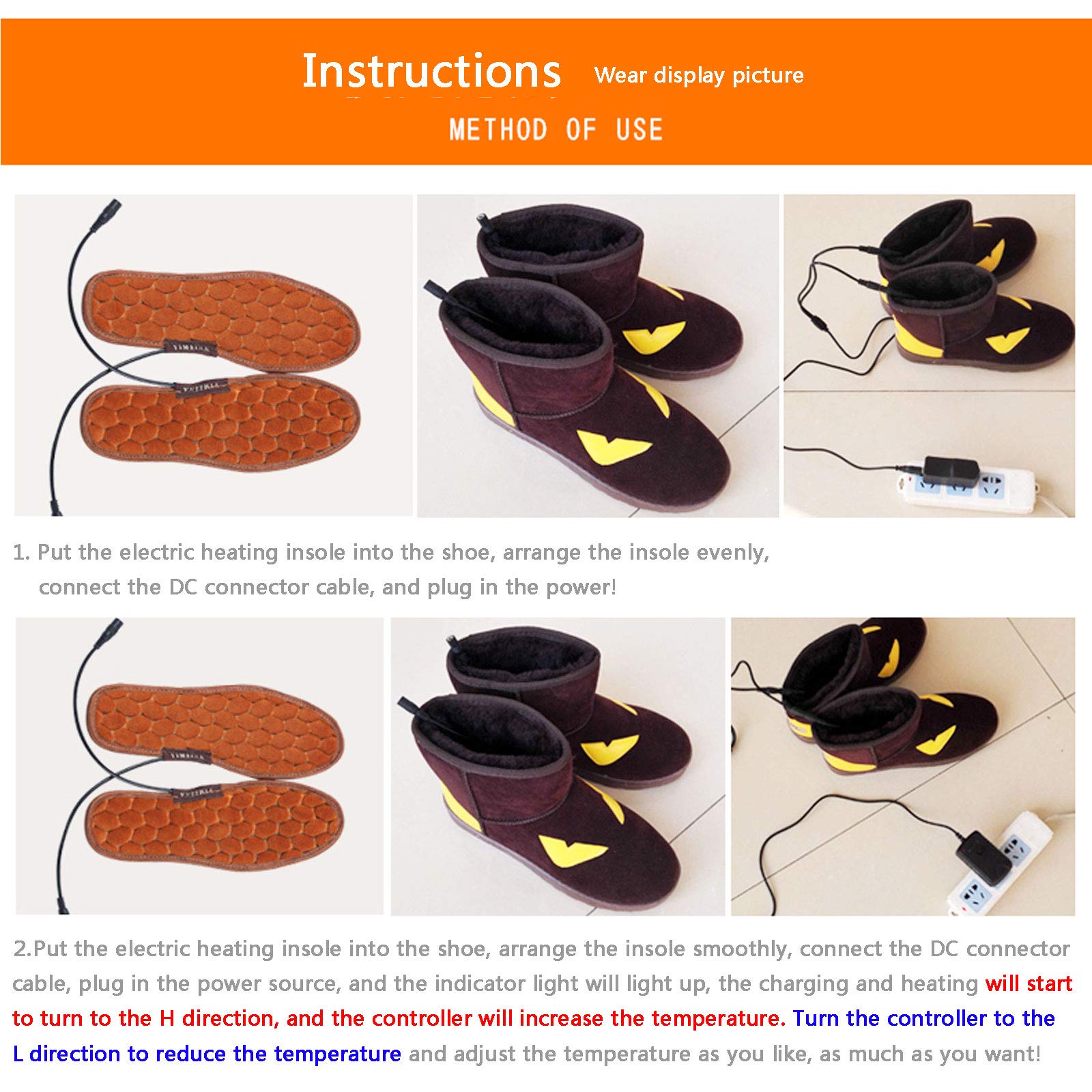 NANANA Semelle Intérieure Chauffante Chauffante USB Électriques Semelles de Chaussures Chauffantes USB Réutilisables Lavables pour Femme Homme Hiver Chasse Ski Pêche Randonnée,B,39~40