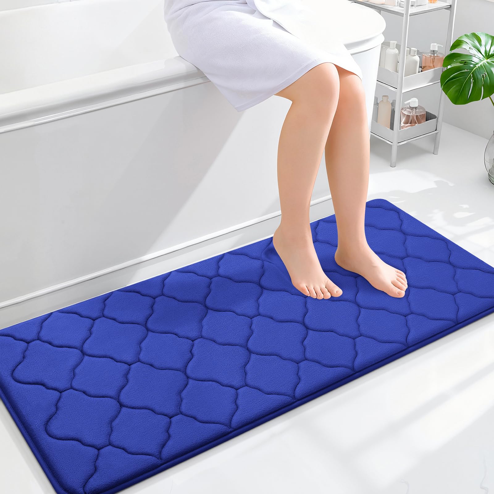 OLANLY Alfombra de baño de espuma viscoelástica de 47 x 20 pulgadas, suave y absorbente, antideslizante, cómoda, lavable a máquina, para suelo de baño, bañera, ducha y accesorios de decoración del