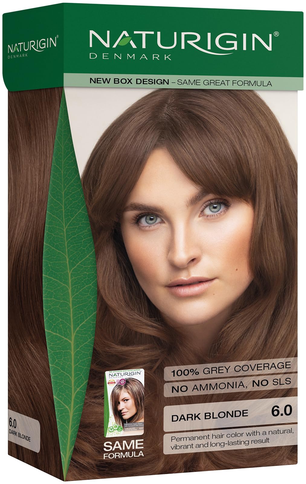 NATURIGIN Dark Blonde Hair Dye 6.0 | Permanent Hair Colour with Natural Ingredients | Ammonia Free | 100% Grey Coverage | Vegan | Rich Dark Caramel Blonde Colour | Silky-Soft Shine