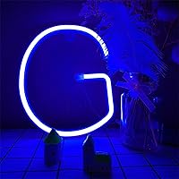Vista 12 de Letras de neón azules, letreros LED que funcionan con pilas, luces LED del alfabeto, letrero de marquesina, letras decorativas de marquesina, luces