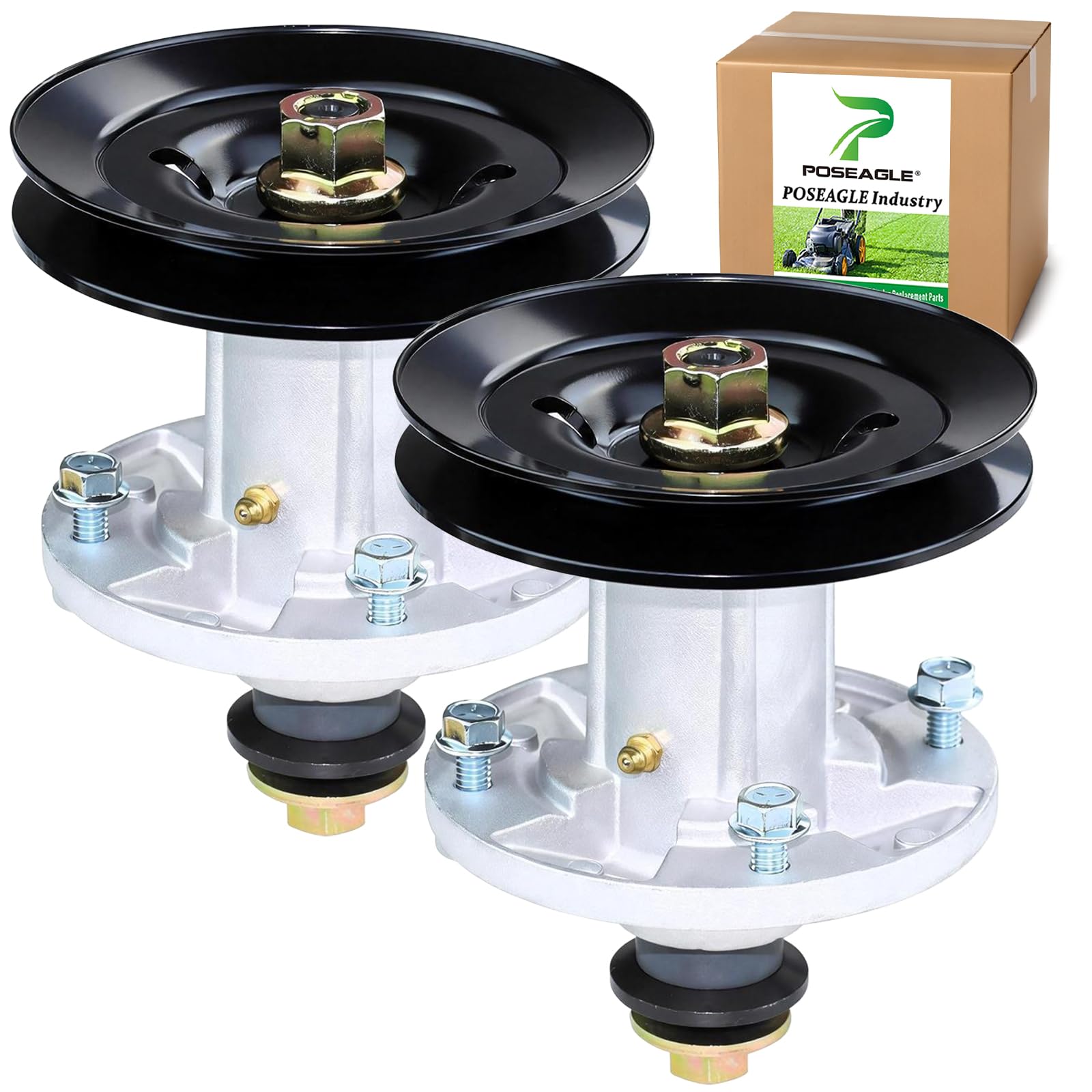 POSEAGLE 2 Pack AM136733 Spindle Assembly with UC26511 Spindle Pulley Replace John Deere AM143469 Kit, AM137097, M151720, John Deere Z225 Spindle for