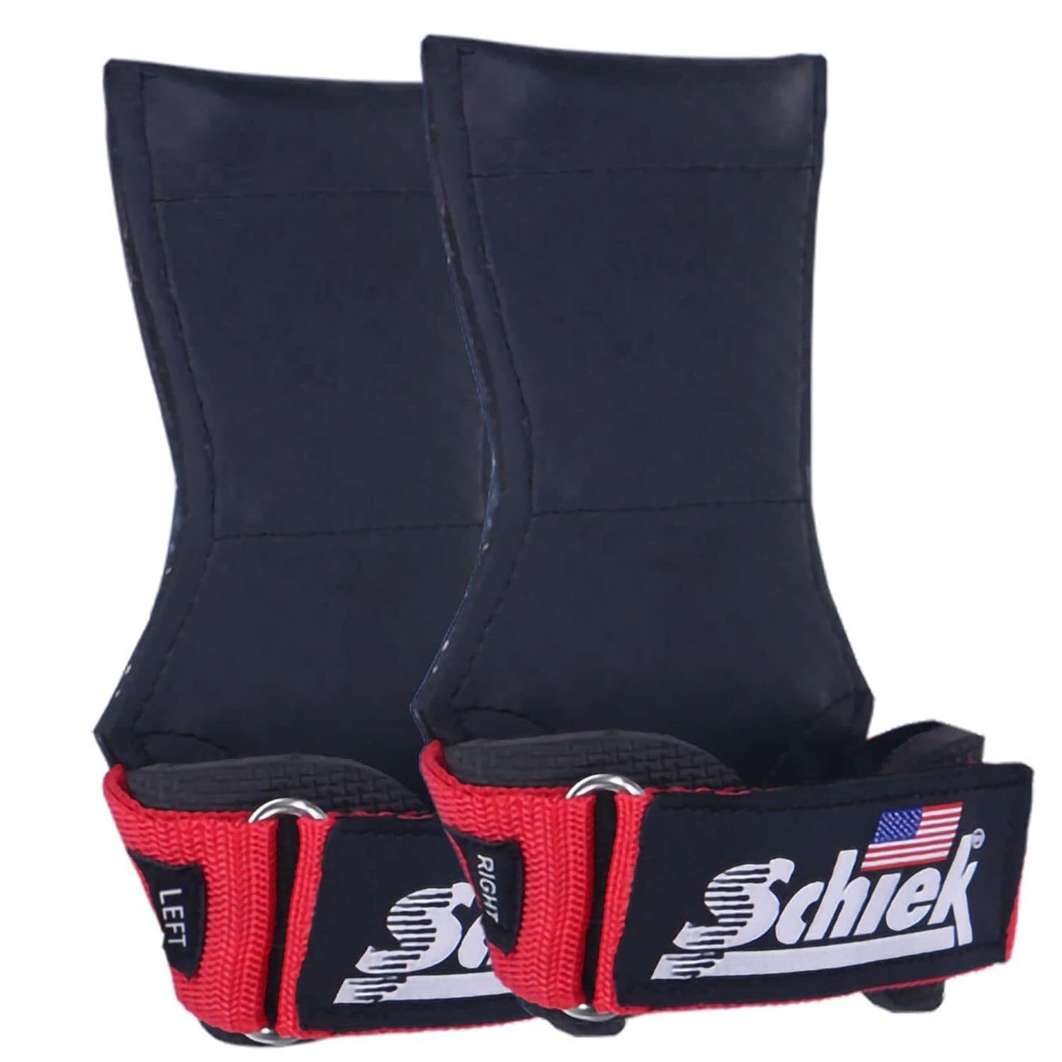 Schiek Sports 1900 Ultimate Hand Grip - 9 mm Thick Neoprene Grips for Weight Lifting - Ultra Durable Non Slip Secure Grip (Red, Medium)