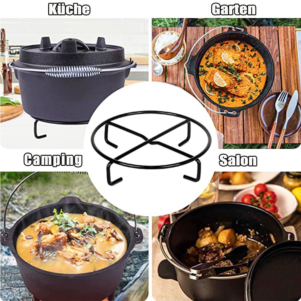 Deckelheber Dutch Oven Griffhaken, 26CM Dutch Haken, Feuertopf Deckelheber, Dutch Untersetzer, Ständer, Untergestell Dutch Oven Zubehör Set