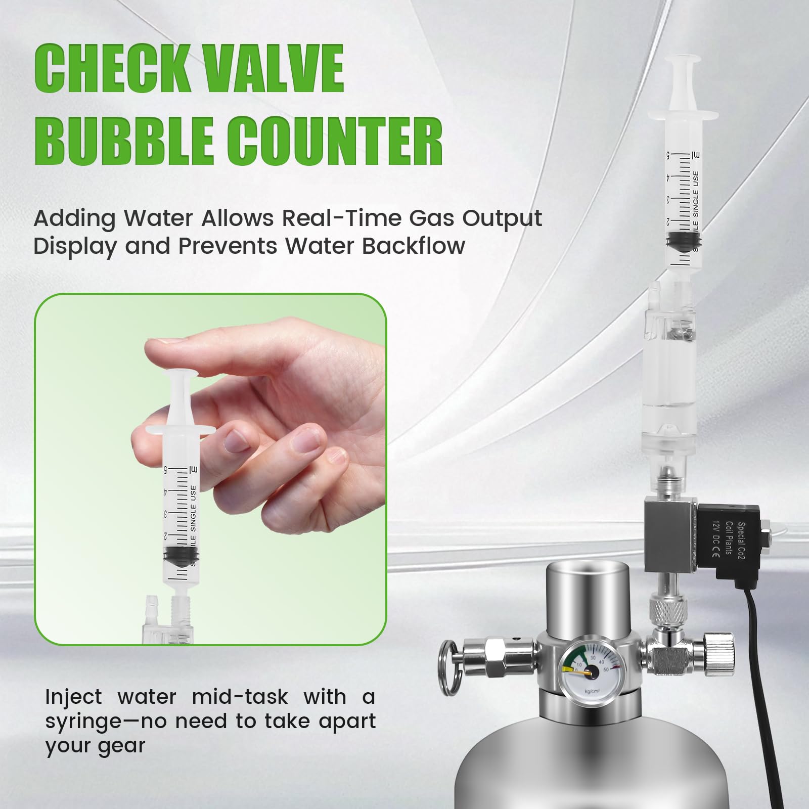 Sistema de CO2 de 2 L con válvula solenoide de doble interruptor, kit de acuario de CO2 para plantas con contador de burbujas ajustable