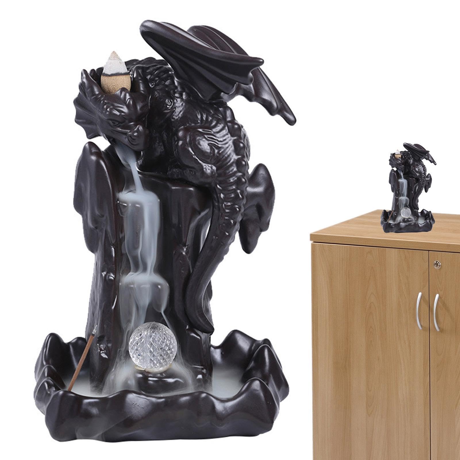Portaincenso in ceramica a riflusso, porta incenso in ceramica | ornamento per aromaterapia con luce LED, per la decorazione della casa e aromaterapia