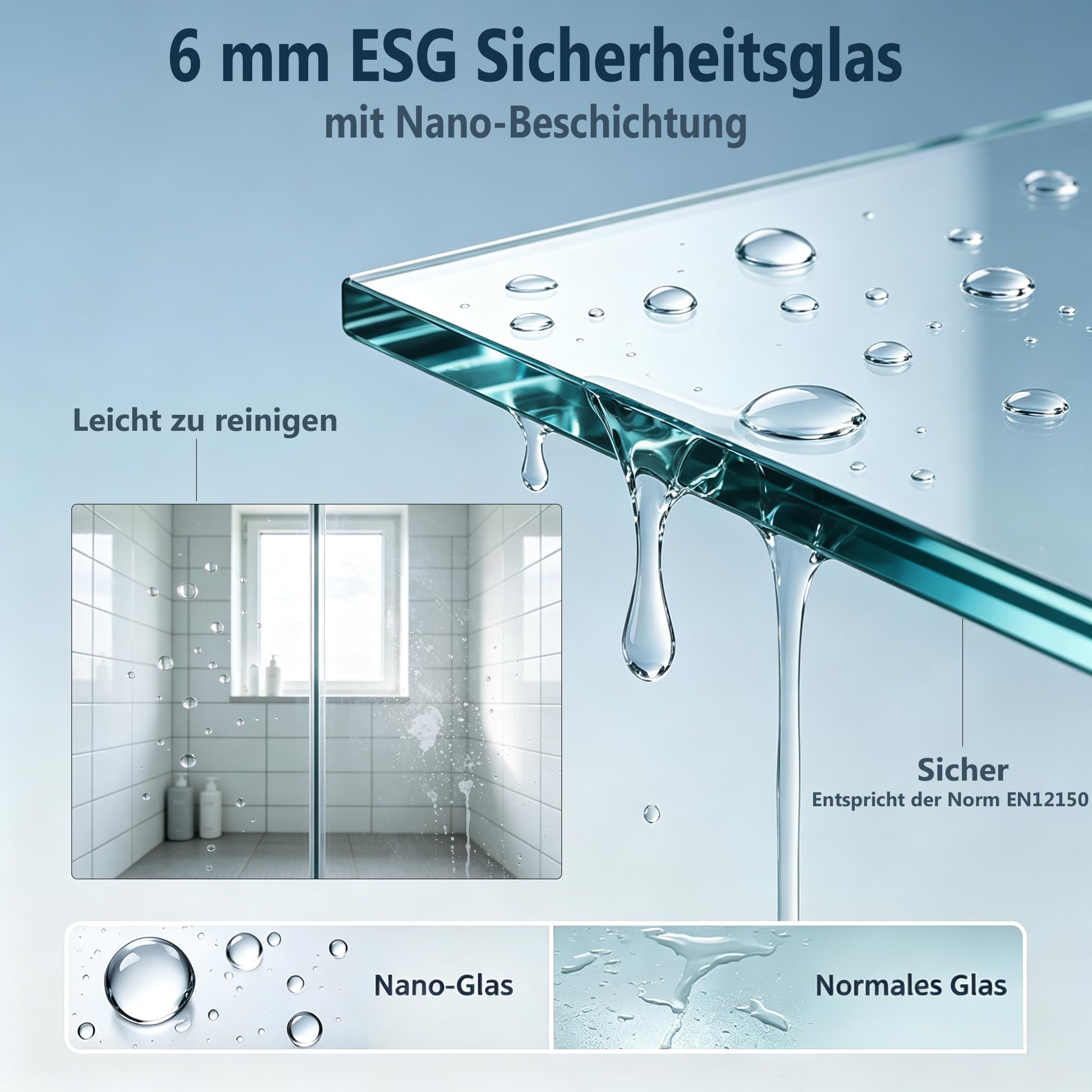 Duschkabine Eckeinstieg 70x120x195 cm Doppel Falttür 180º – 6mm ESG Sicherheitsglas, Nano-Beschichtung, ohne Duschwanne
