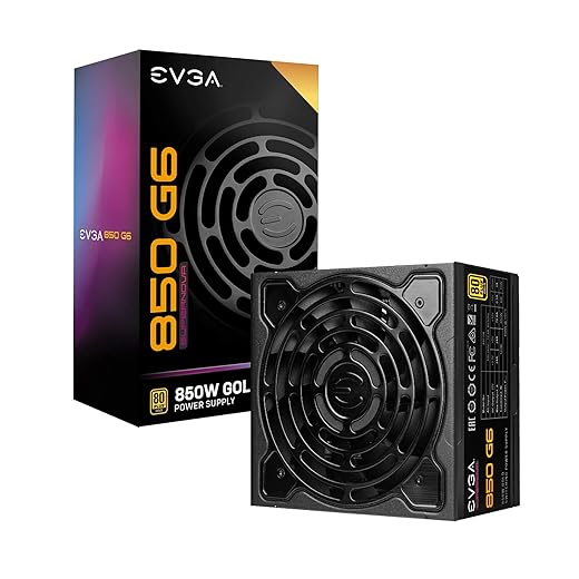 EVGA Supernova 850 G6, 80 Plus Gold 850W, Fully Modular, Eco Mode with FDB Fan, 10 Year Warranty, Includes Power ON Self Tester, Compact 140mm Size, Power Supply 220-G6-0850-X1