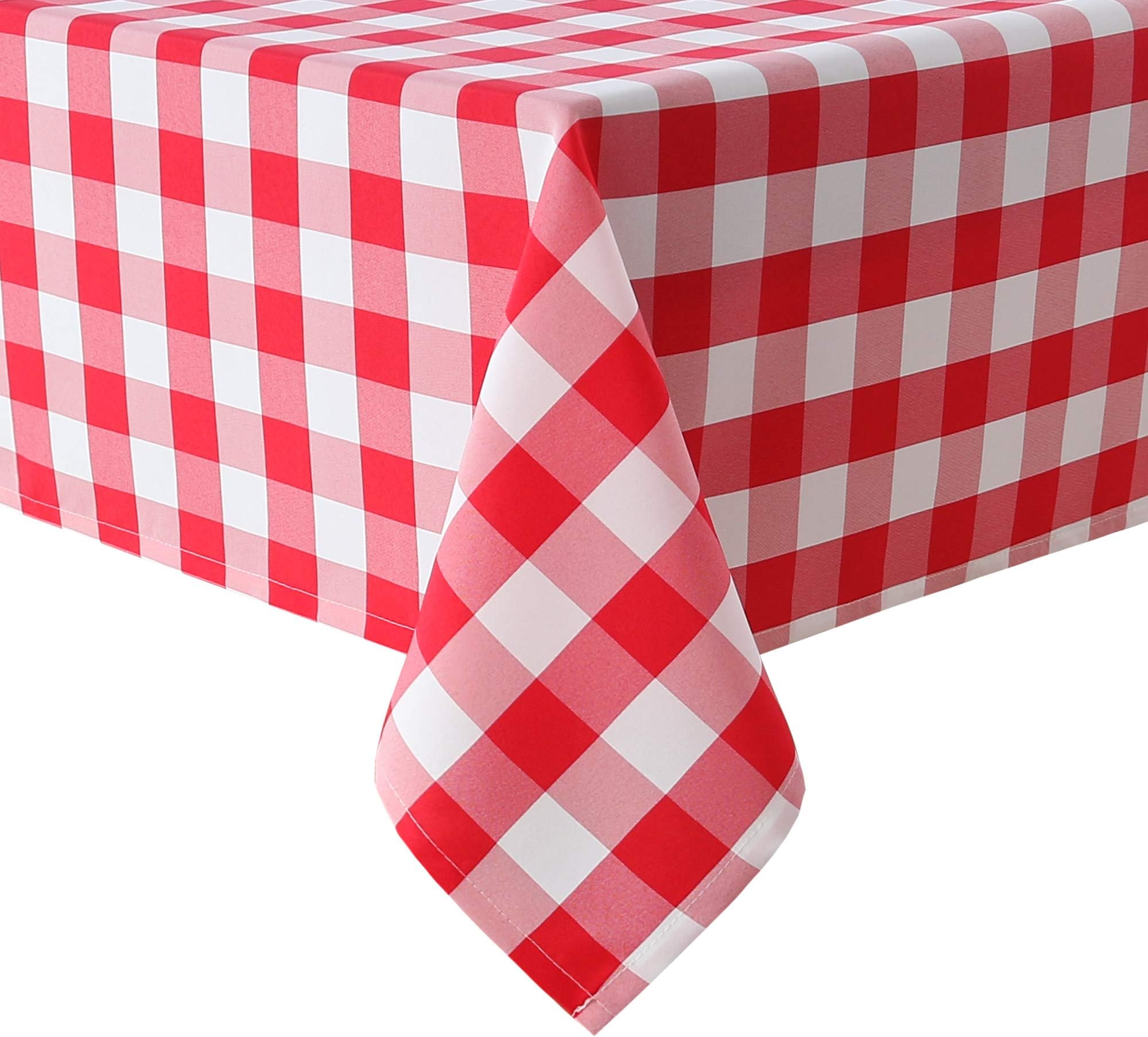 Hiasan Red and White Checkered Tablecloth Square for Outdoor Picnic, Dining,Spring Party - Water Resistant Washable Polyester Plaid Table Cloth, 60 x 60 Inch