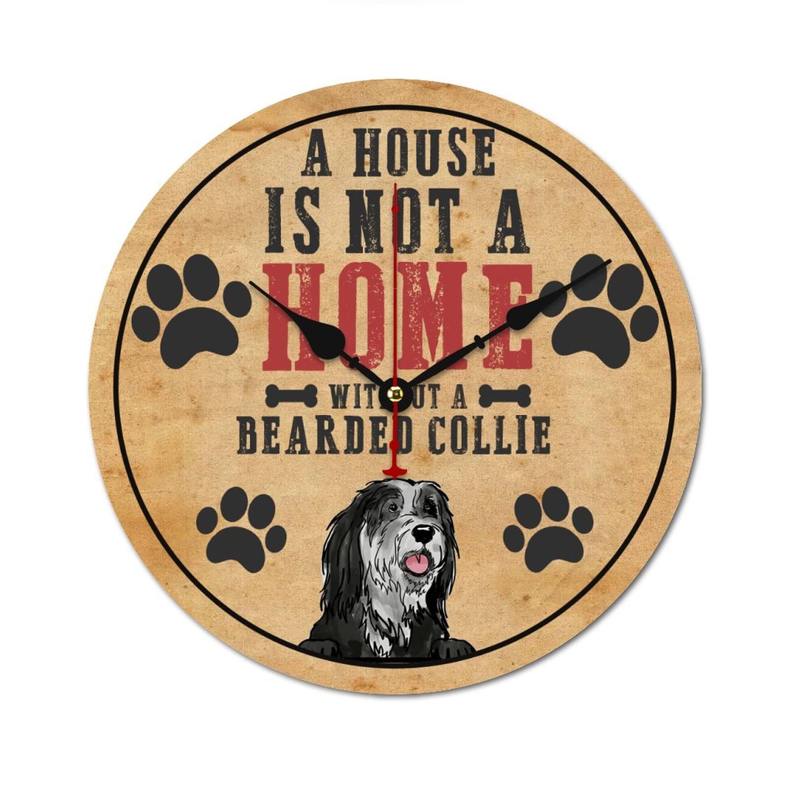 Horloge murale Bearded Collie pour un foyer chaleureux et accueillant