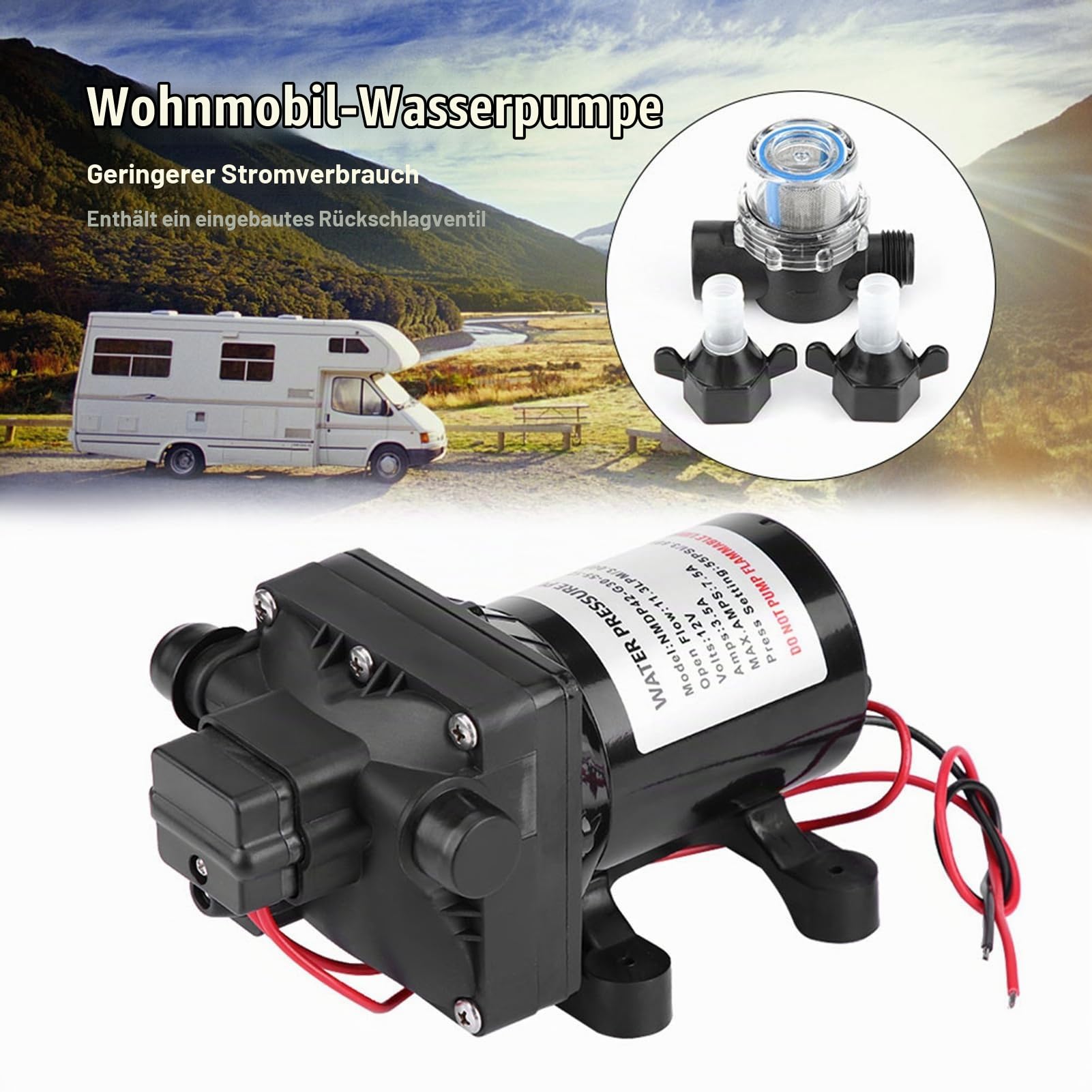 Wasserpumpe 12V für Wohnmobil, Modell 4008-101-E65, Heiß- und Kaltwasserspender, 55 Psi, 3 Gallonen Pro Minute, 7,5 Ampere, Selbstansaugend