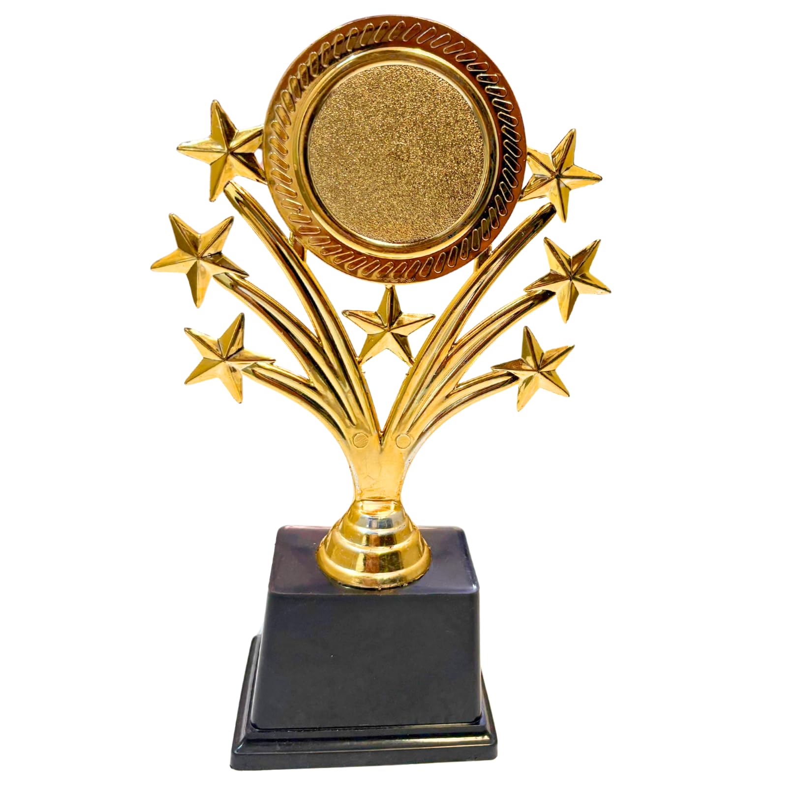 7-Star Design, Gold Star Achievement Trophy with Black Base, Decorative Award, Logo Printing, Writings & Customisation Available (Set of 10, Large (9 inches))-picture-25