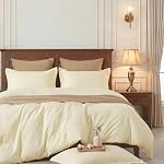 SE SOFTEXLY Muslin Couvercle de coudée Taille du roi, 100% Ensemble de housses de couettes en coton lavé, Ultra Soft Comforter Cover Lin Comme, 3 Pièces Minimalist Couverture de couettes Gauze avec 2 Étuis d'oreillers, 90"x104", farine d'avoine