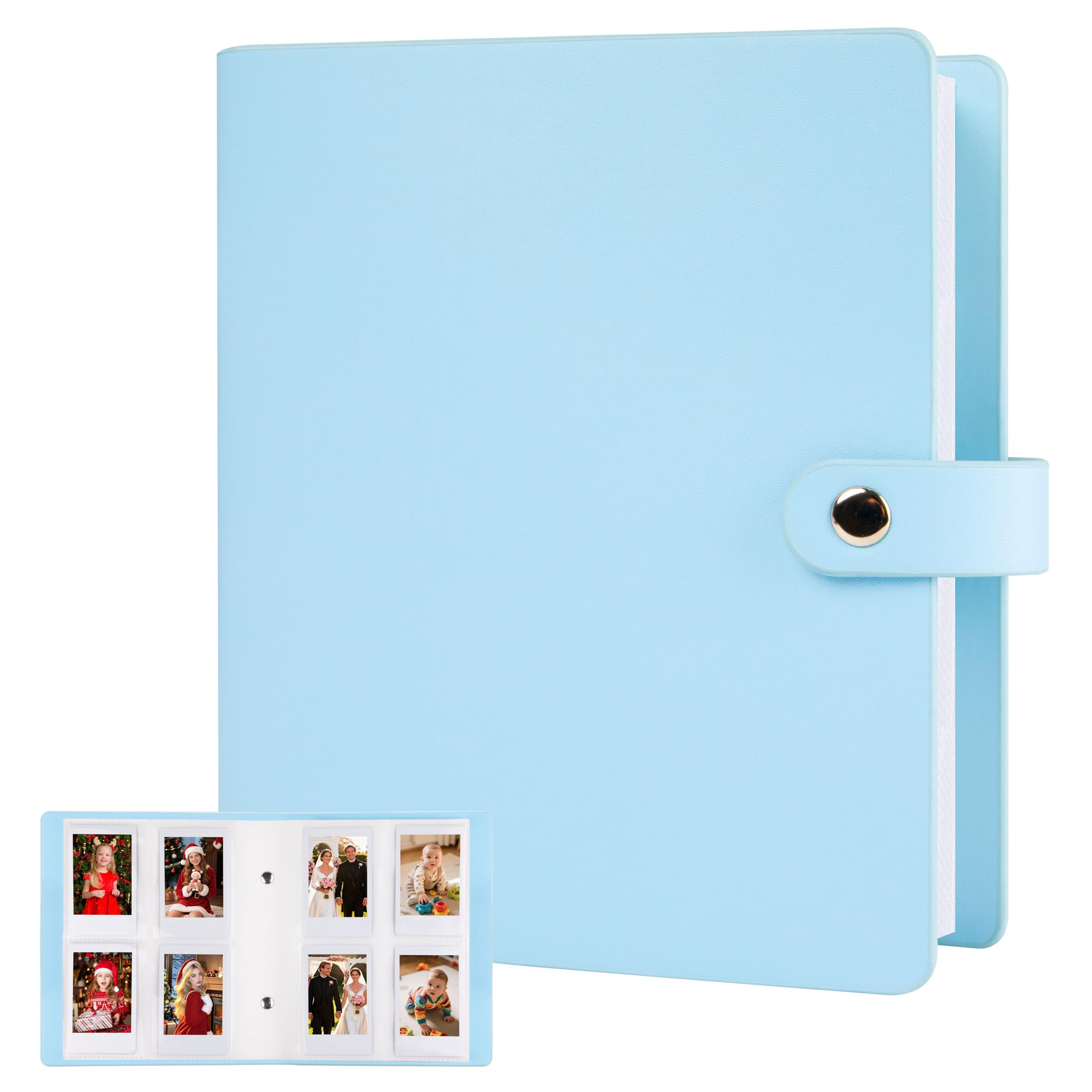 320 Pockets Photo Album for Fujifilm Instax Mini Camera, Leather Cover Photo Book for Polaroid Pictures, 2x3 Photo Album for Fujifilm Instax Mini 12 11 9 40 90 8 7 Evo LiPlay Instant Camera (Blue)