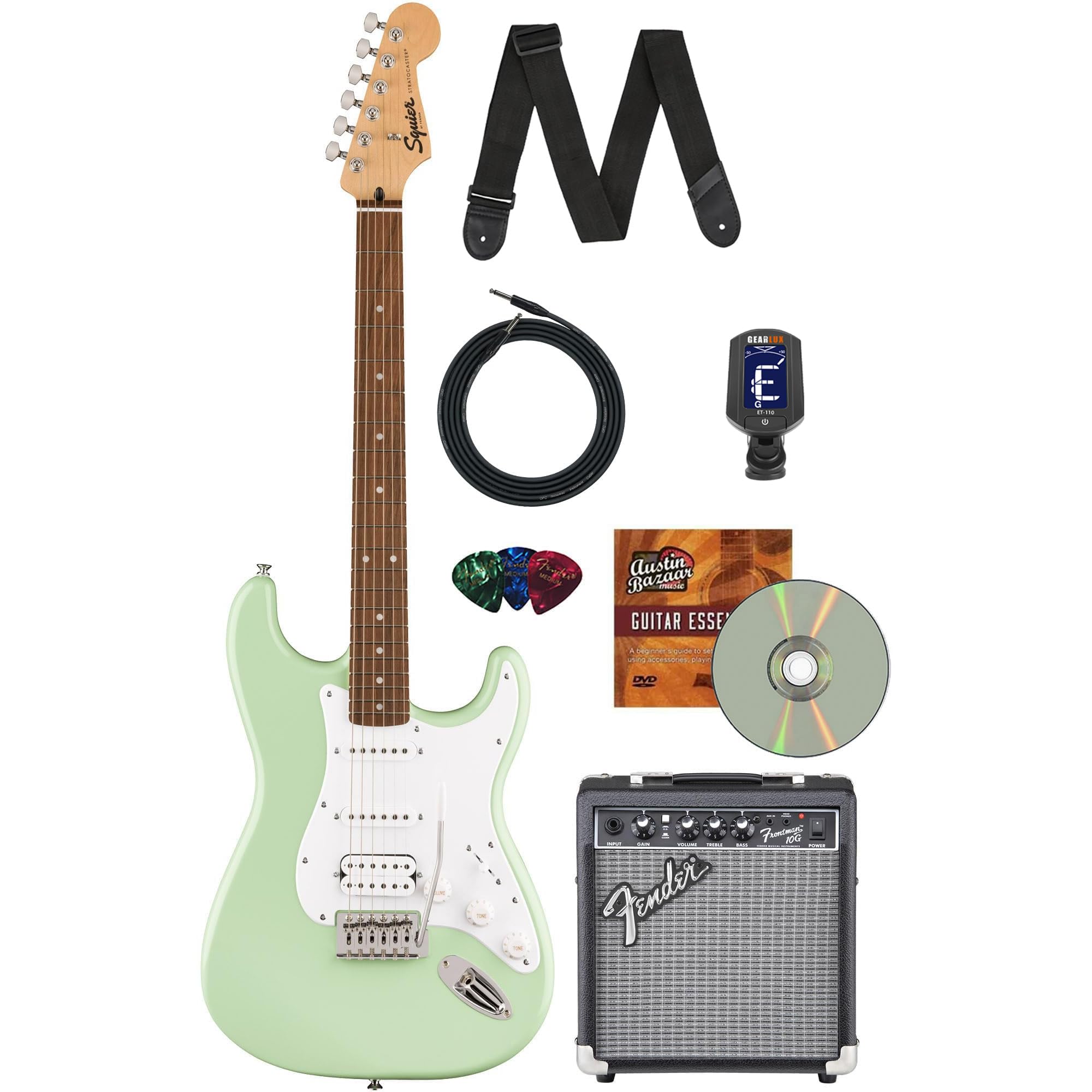のんページ SQUIER stratocaster Amazon.com: Fender Squier Sonic Stratocaster Pack - Surf Green
