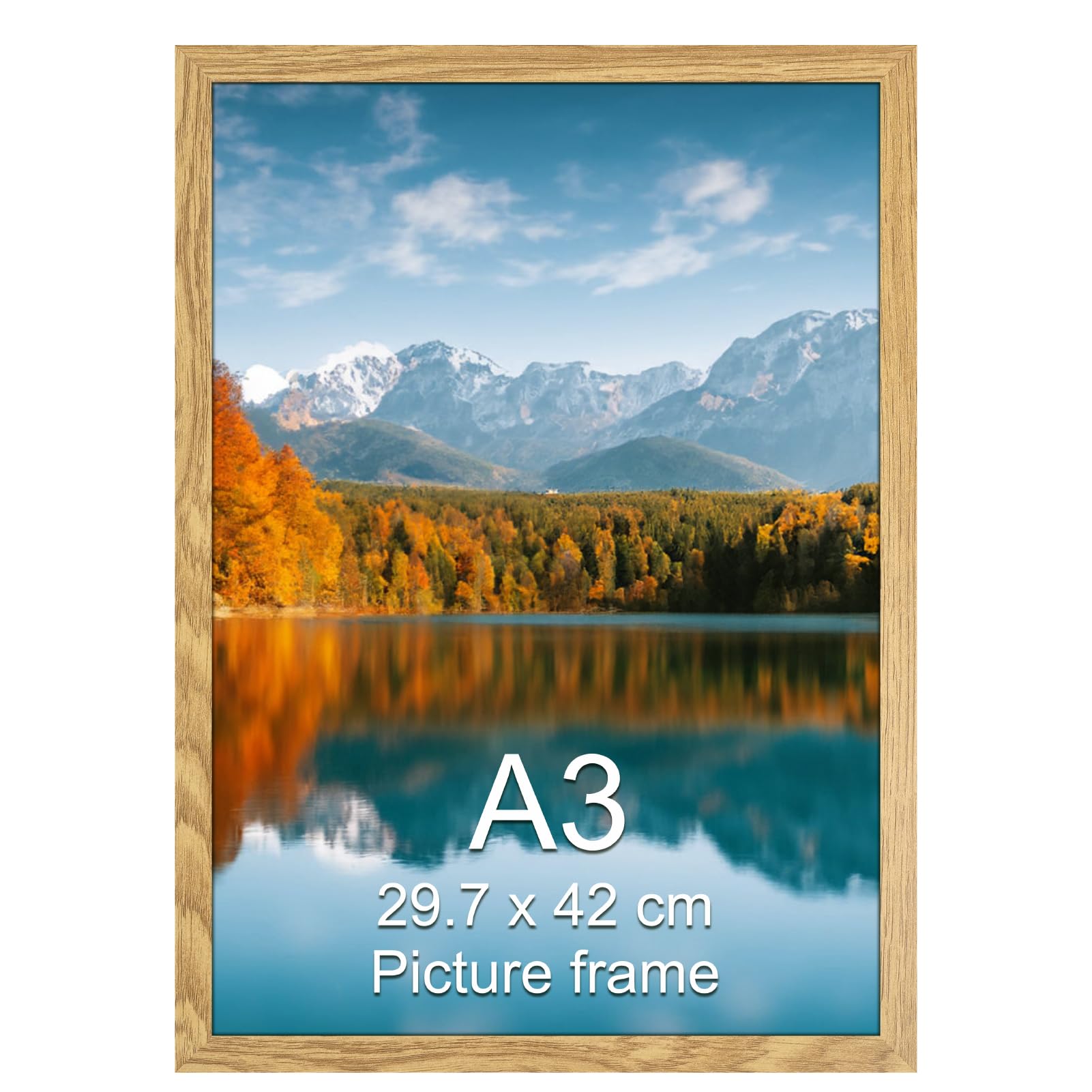 Vasemouh A3 Photo Frame, MDF Natural Wood Color Picture Frame for Living Room, Bedroom and Office, Wall Hanging Vertical or Horizontal, Single