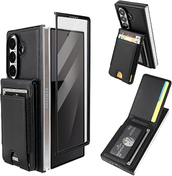 KIHUWEY for Galaxy Z Fold 7 Case Wallet with Card Holder, Large Capacity RFID Blocking Flip PU Leather Kickstand Magnetic Clasp Shockproof Protection Credit Card Slots Cover 8.0 Inch Black