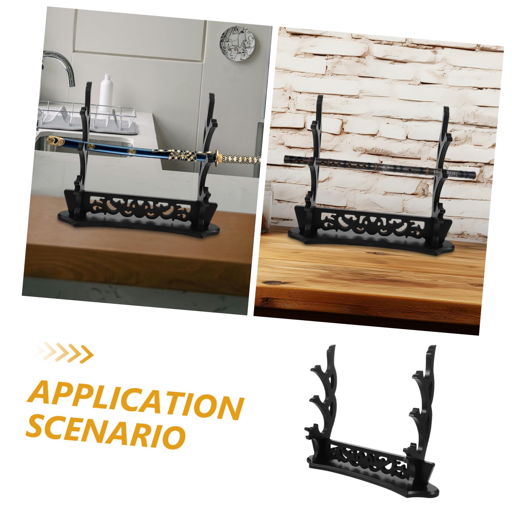 ifundom Estante de Madera Negro para Espadas Diseño Hueco de Dragón, Soporte Decorativo para Espadas, Ahorro de Espacio para Obsequio de Cumpleaños o Decoración Hogar