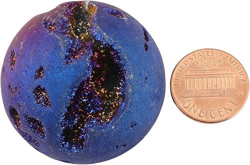 Miniatura 4 de SUNYIK - Bola esfera drusa geoda con revestimiento de titanio, bola de cuarzo de vidrio, gema de ágata, escultura decorativa, curación.