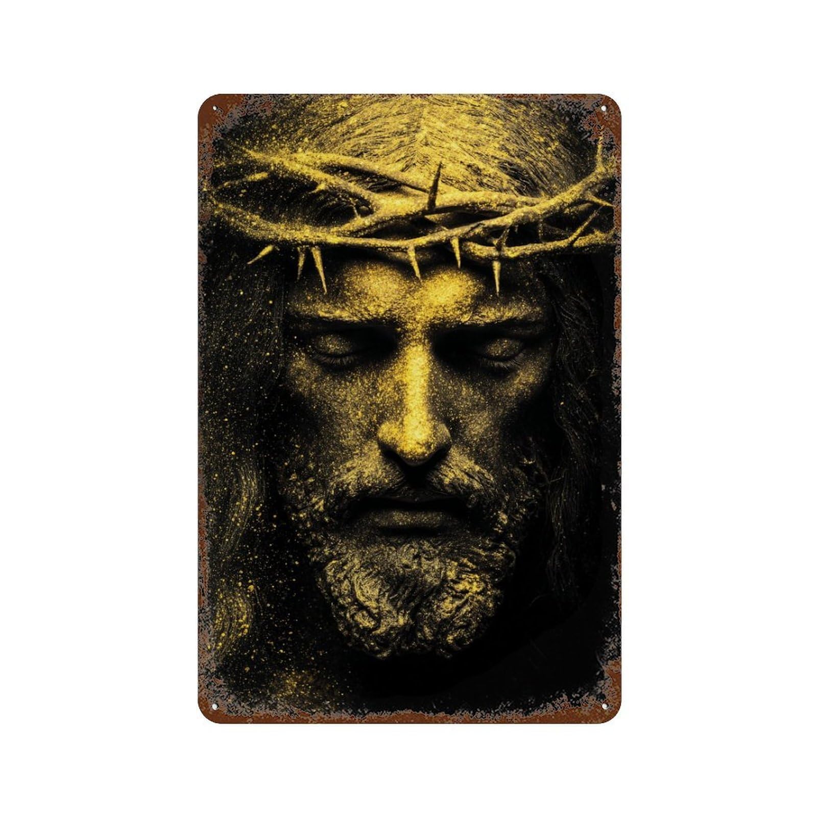 Golden Crown of Thorns Poster Rust Effect Tin Sign 11.8"x7.9", Industrial Home Decor for Cafe, Home Bar And Lounge Decor