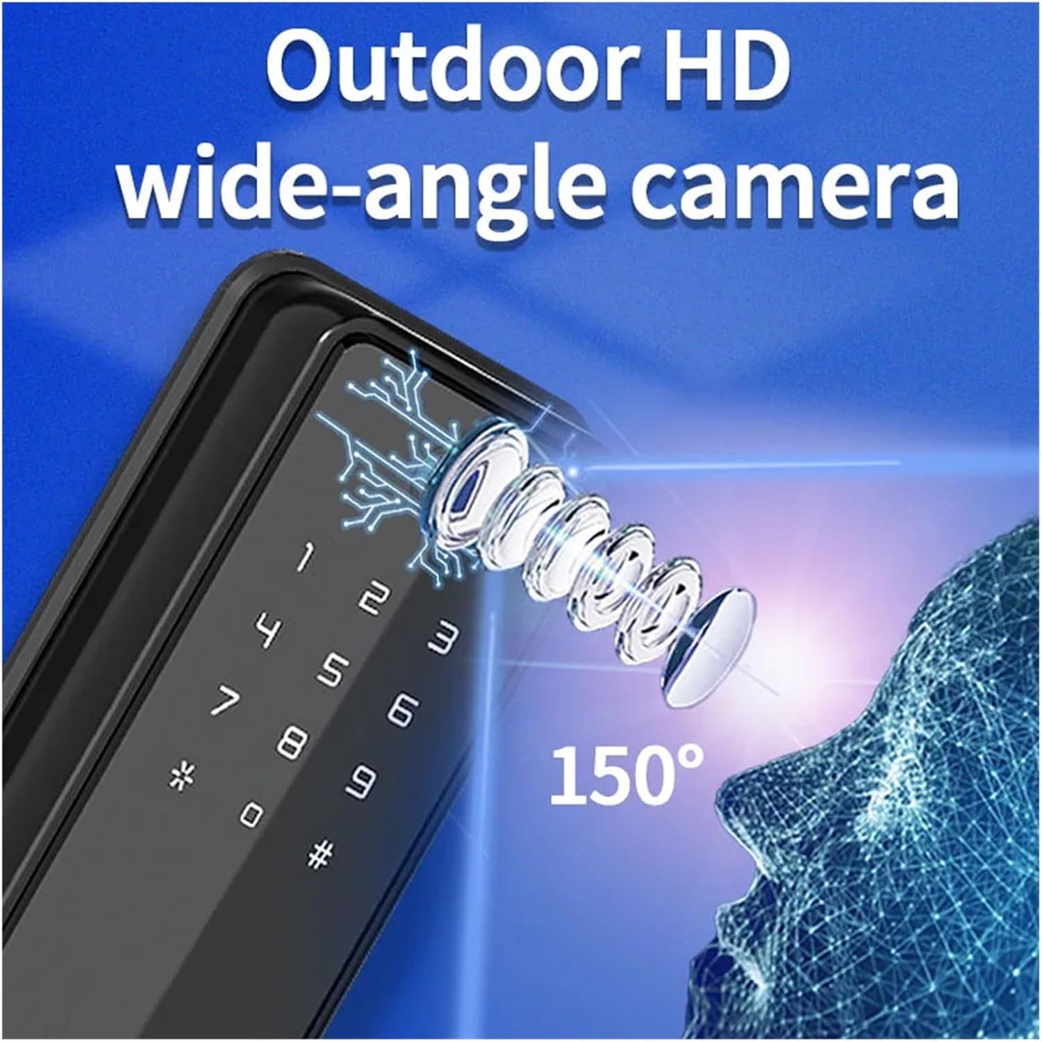 Tuya Wifi デジタル電子ロックカメラ付きスマートドアロック指紋カメラロックホームアパート用リモートロック解除 簡単にインスト