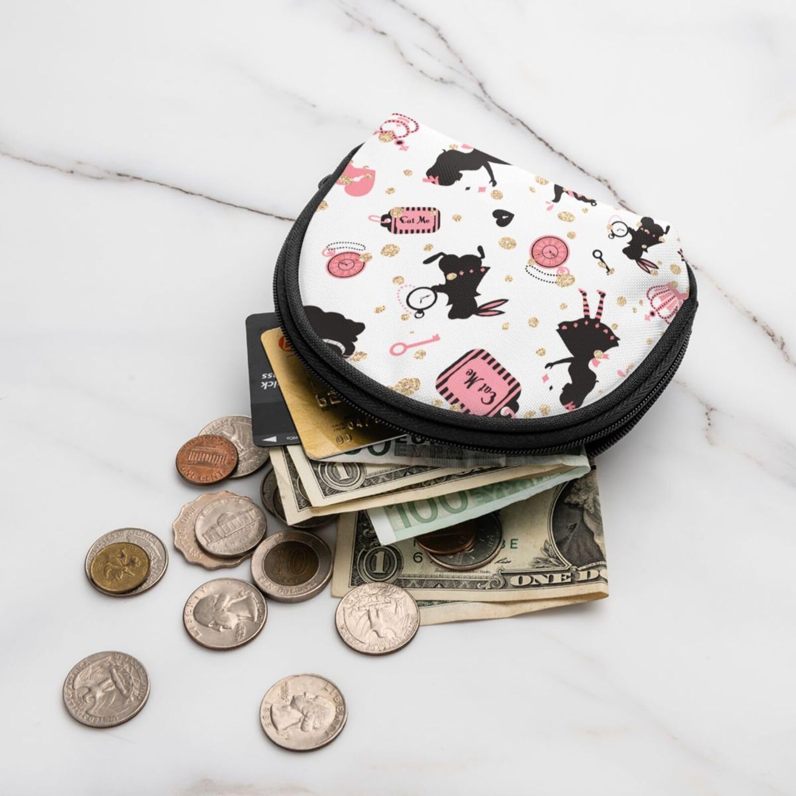 Amazon.co.jp: 不思議の国のアリス グッズ 小銭入れ コインケース ミニ財布 お札入れ 多機能 軽量 可愛い 半円型 ミニポーチ 小物入れ  ミニ収納バッグ 通勤 通学 プレゼント : ファッション