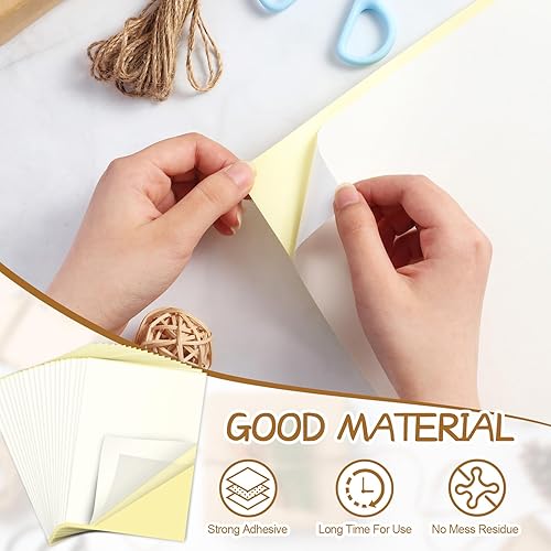 Miniatura 3 de Yeaqee 100 hojas adhesivas de doble cara para manualidades, cinta decorativa transparente para manualidades con forro blancoamarillo para bricolaje