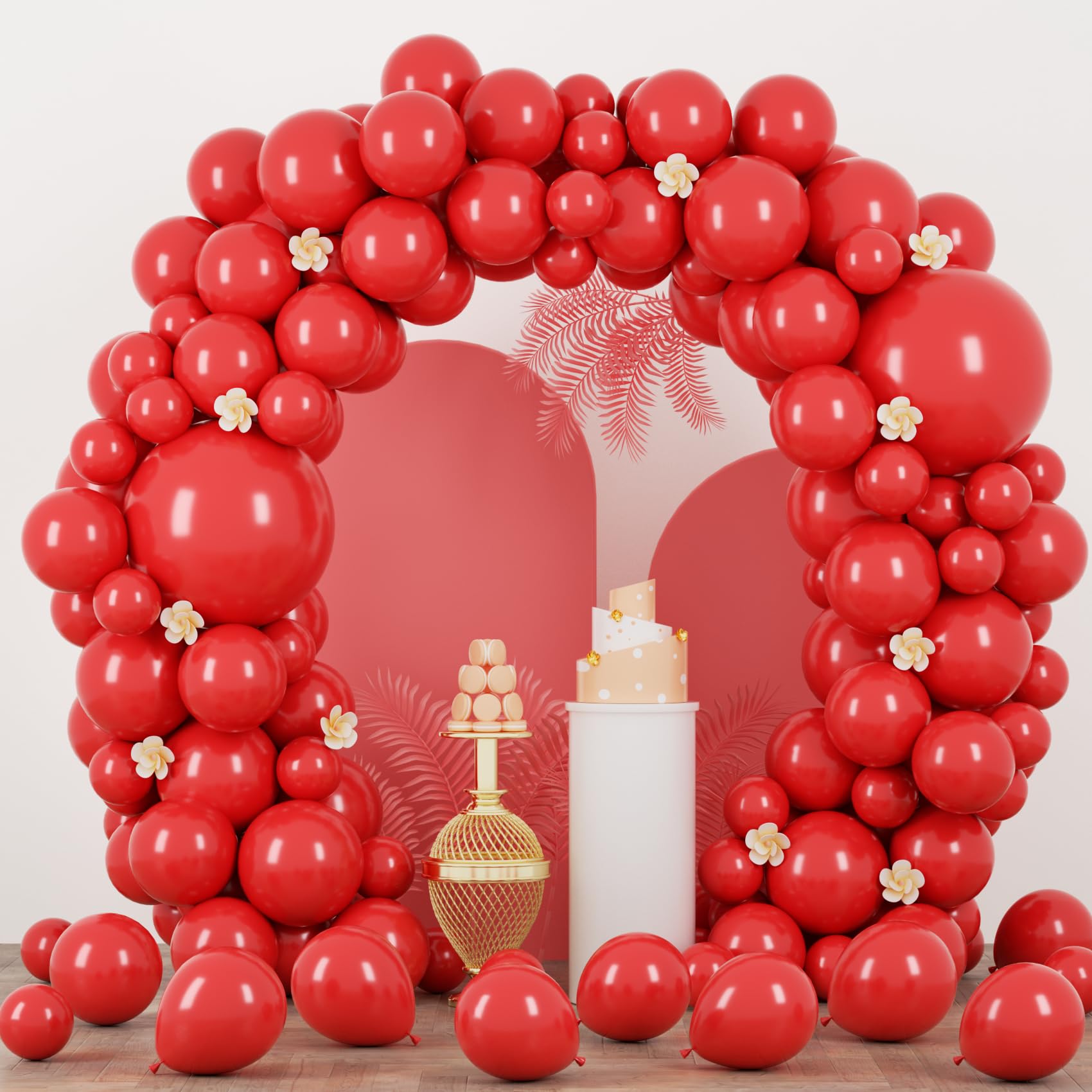 Voircoloria 90pcs Red Balloons Garland Arch Kit, 18 12 10 5 Inch