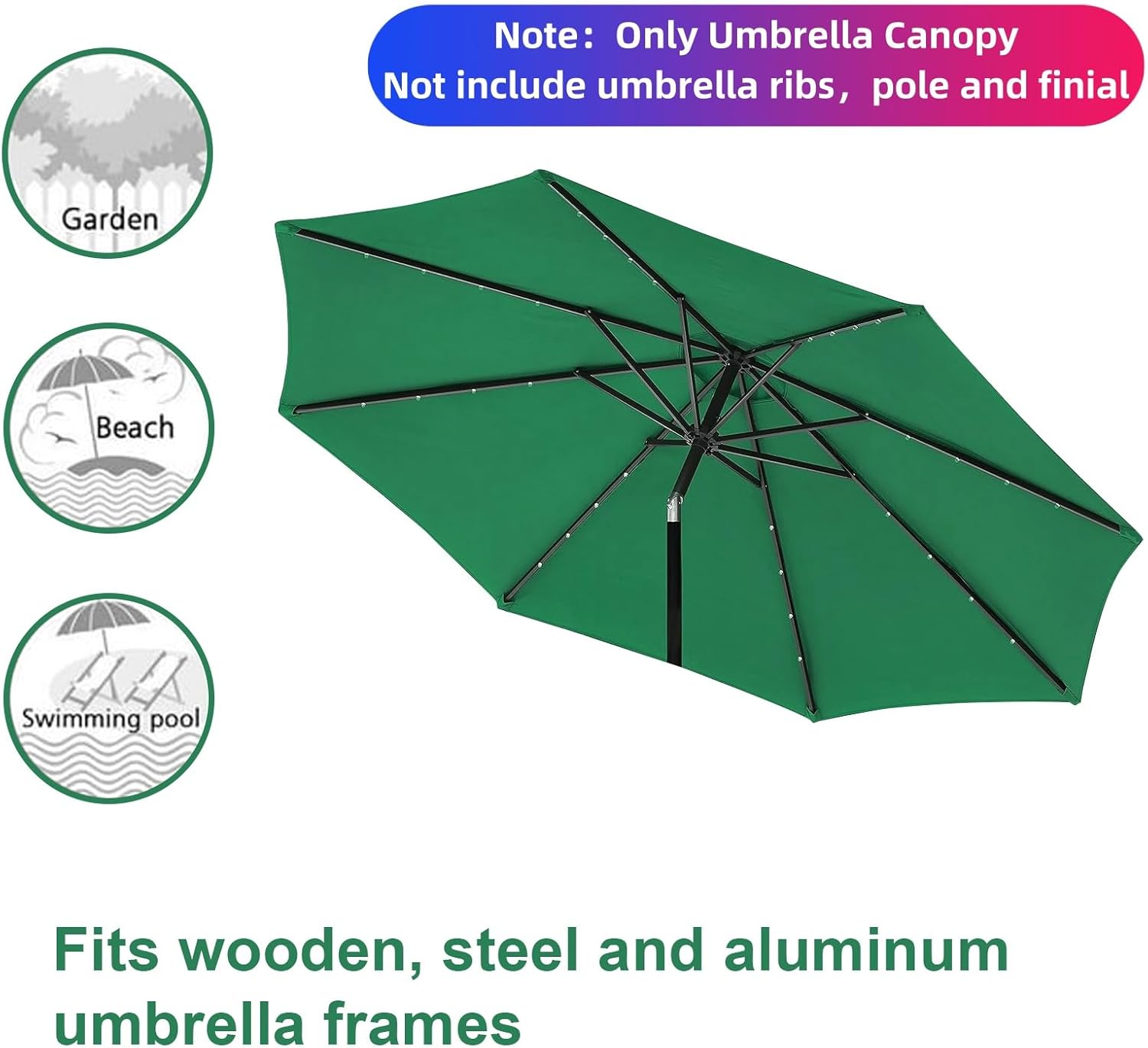 9ft Patio Umbrella Replacement Canopy Only,Outdoor Table Market Yard Umbrella Top for Outdoor Umbrella Canopy with 8 Ribs