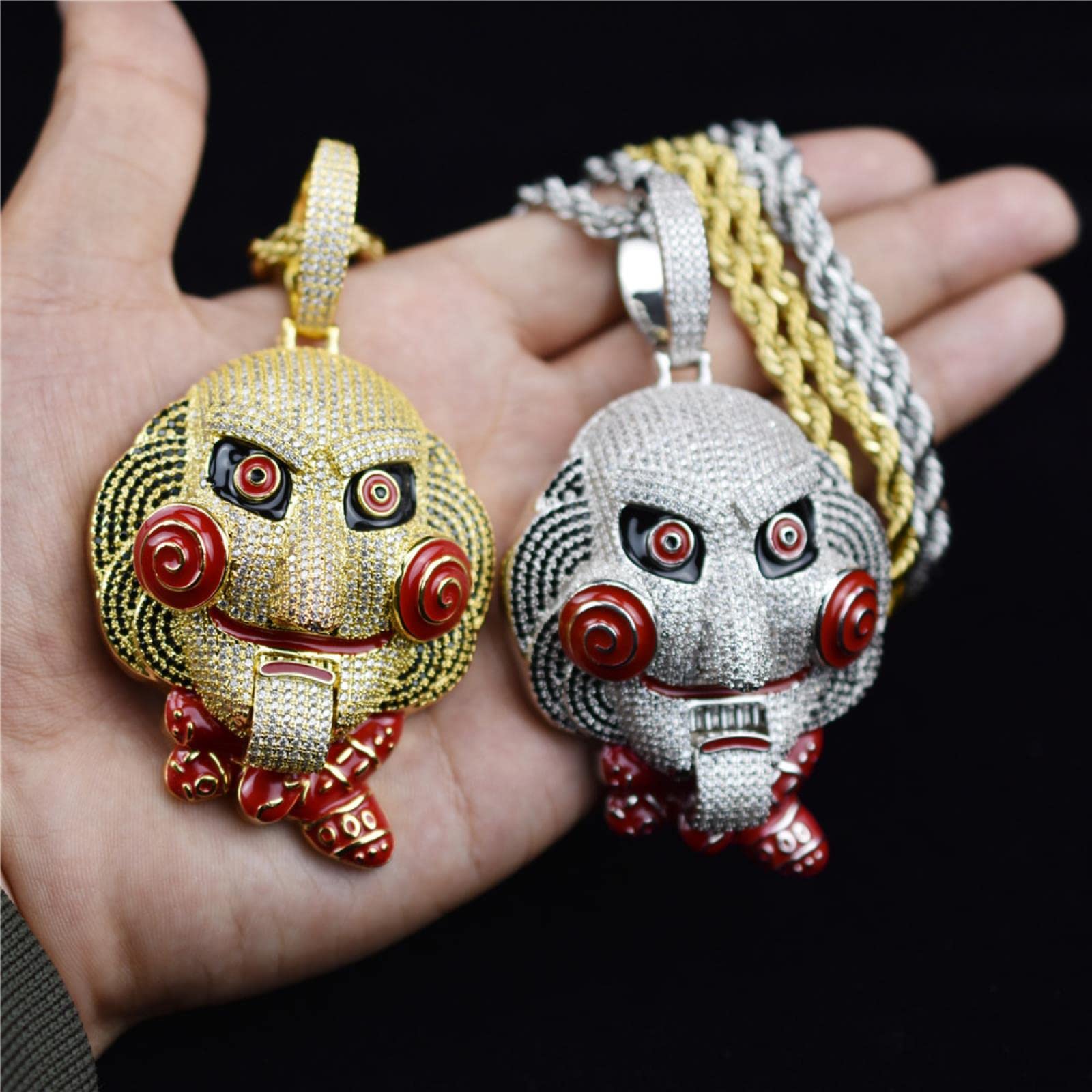 zxcs Hip Hop Chunky Catena Clown Collanes Collane e Pendenti Gioielli Collana-Silver Plated,18 inch Cuban Chain